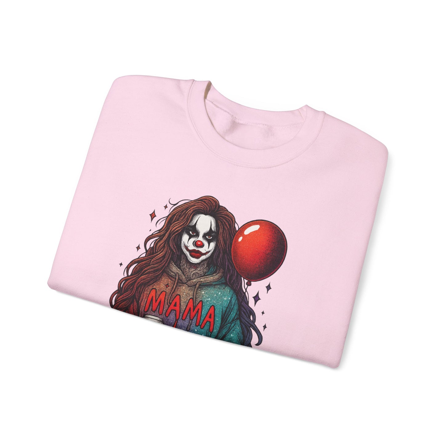 Clown-themed Crewneck Sweatshirt for Moms, Cozy Gift for Mother's Day, Halloween Apparel, Trendy Casual Wear, Unique Graphic Top