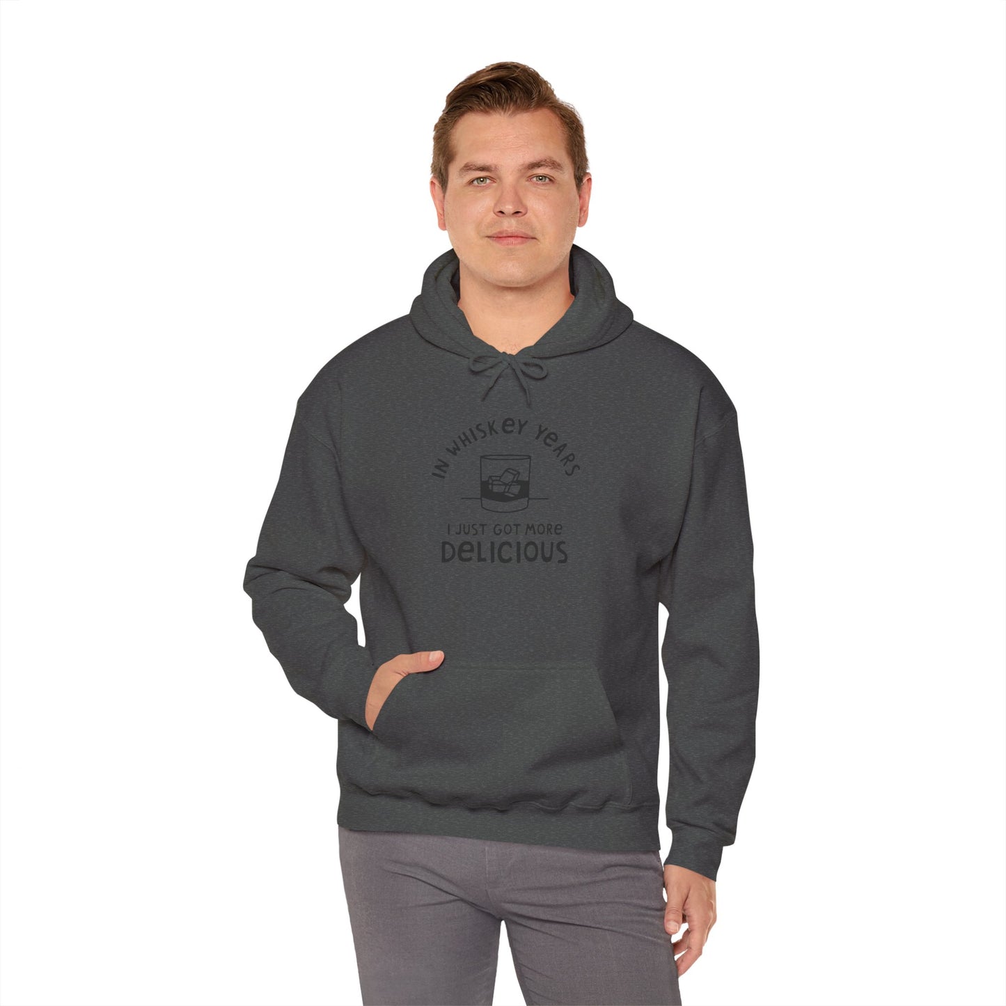 Whiskey Years Hoodie, Funny Sweatshirt for Whiskey Lovers, Perfect Gift for Birthdays, Relaxed Cozy Attire, Unisex Heavy Blend Apparel