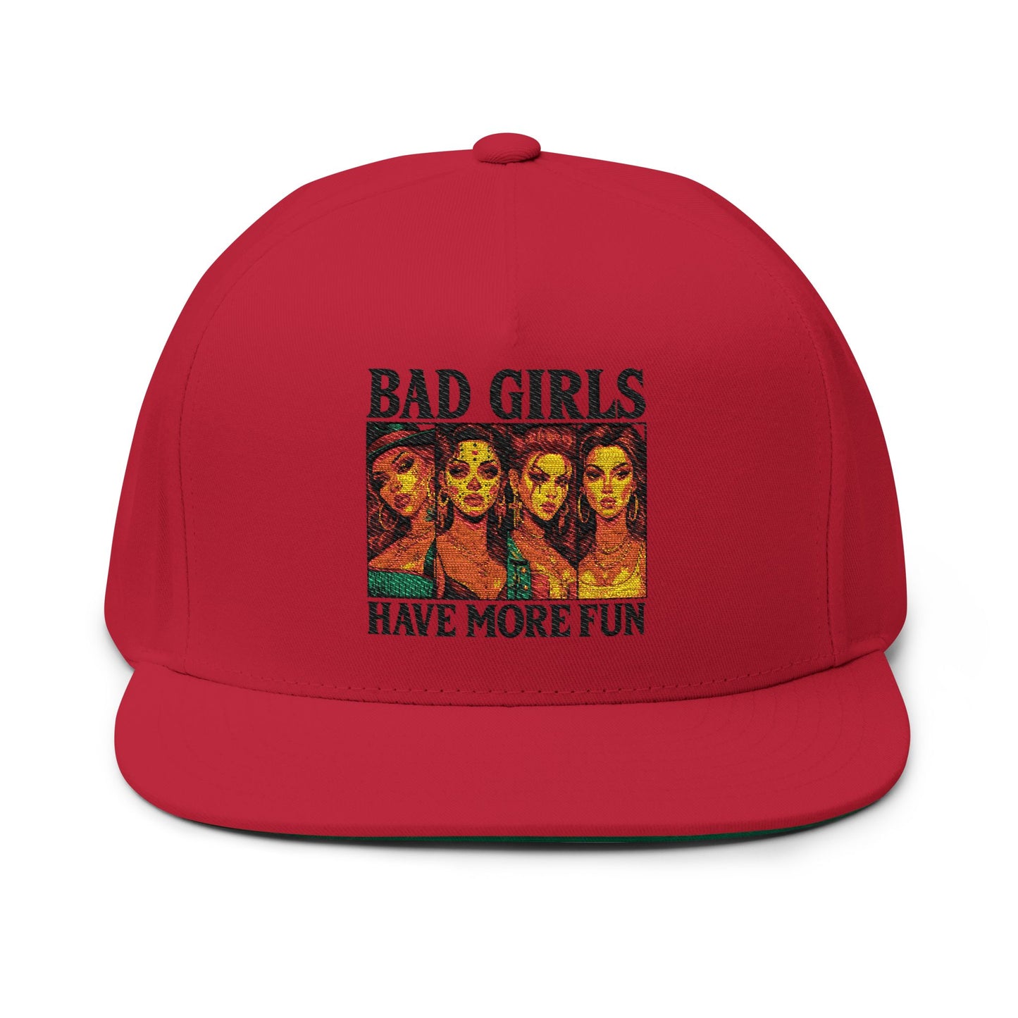 Embroidered Flat Bill Cap - Bad Girls Have More Fun, Trendy Hat, Gift for Her, Streetwear Accessory, Fun Cap