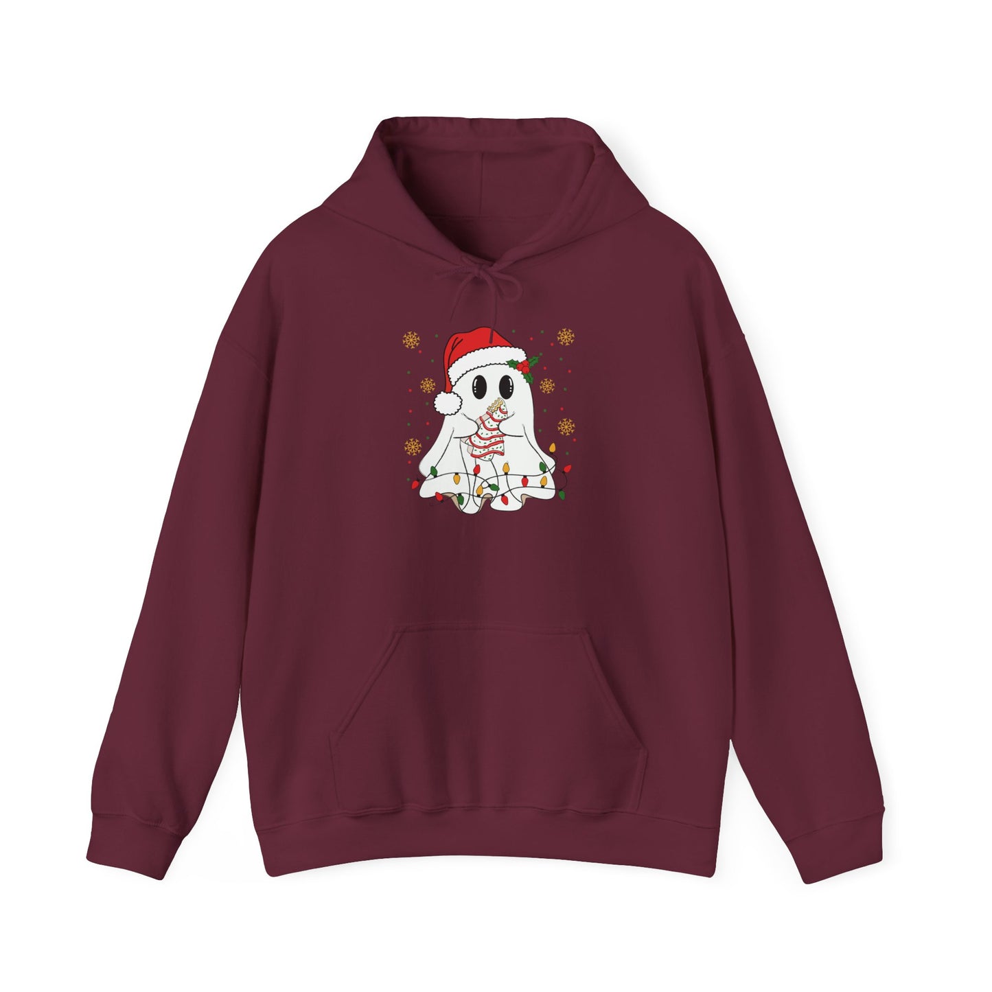Santa Ghost Christmas Hoodie, Unisex Holiday Hoodie, Cute Winter Apparel, Cozy Gift for Ghost Lovers, Funny Xmas Clothing