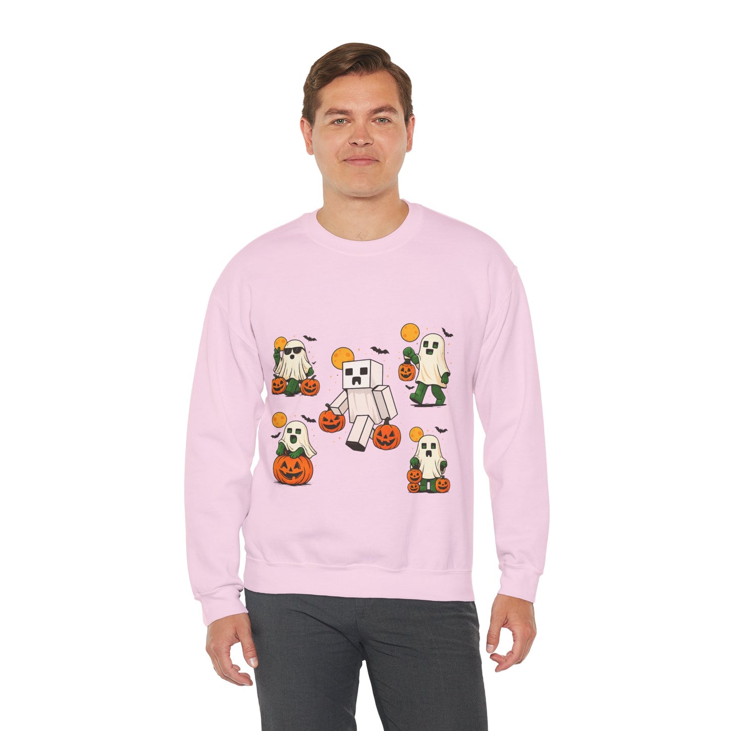 Halloween Ghost Cartoon Sweatshirt, Unisex Crewneck, Cozy Autumn Wear, Halloween Gifts, Spooky Season Apparel, Cute Sweatshirt
