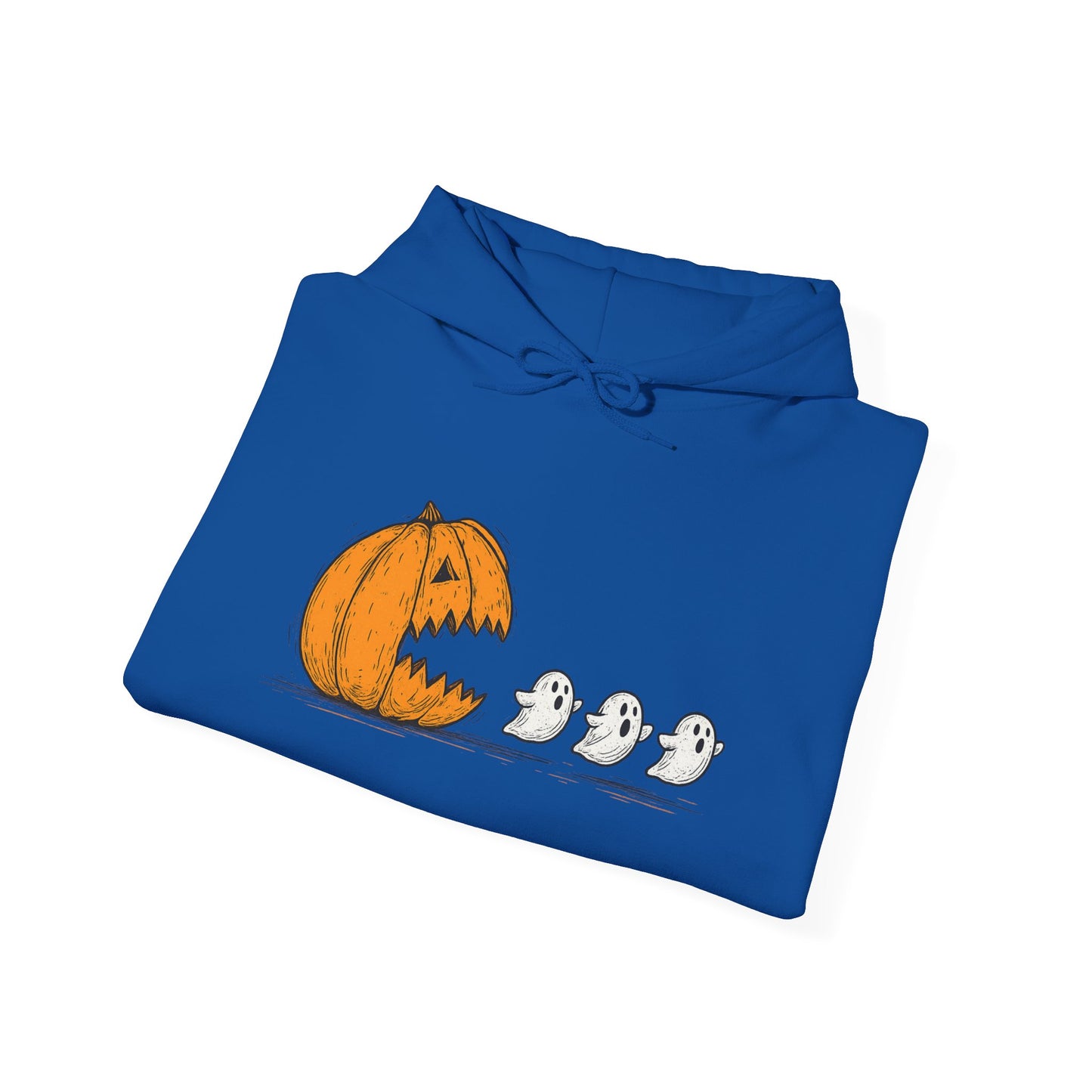 Spooky Ghosts & Pumpkin Hoodie - Unisex Heavy Blend Hoodie, Halloween Apparel, Cozy Fall Layer, Ghost Lovers Gift, Autumn Style