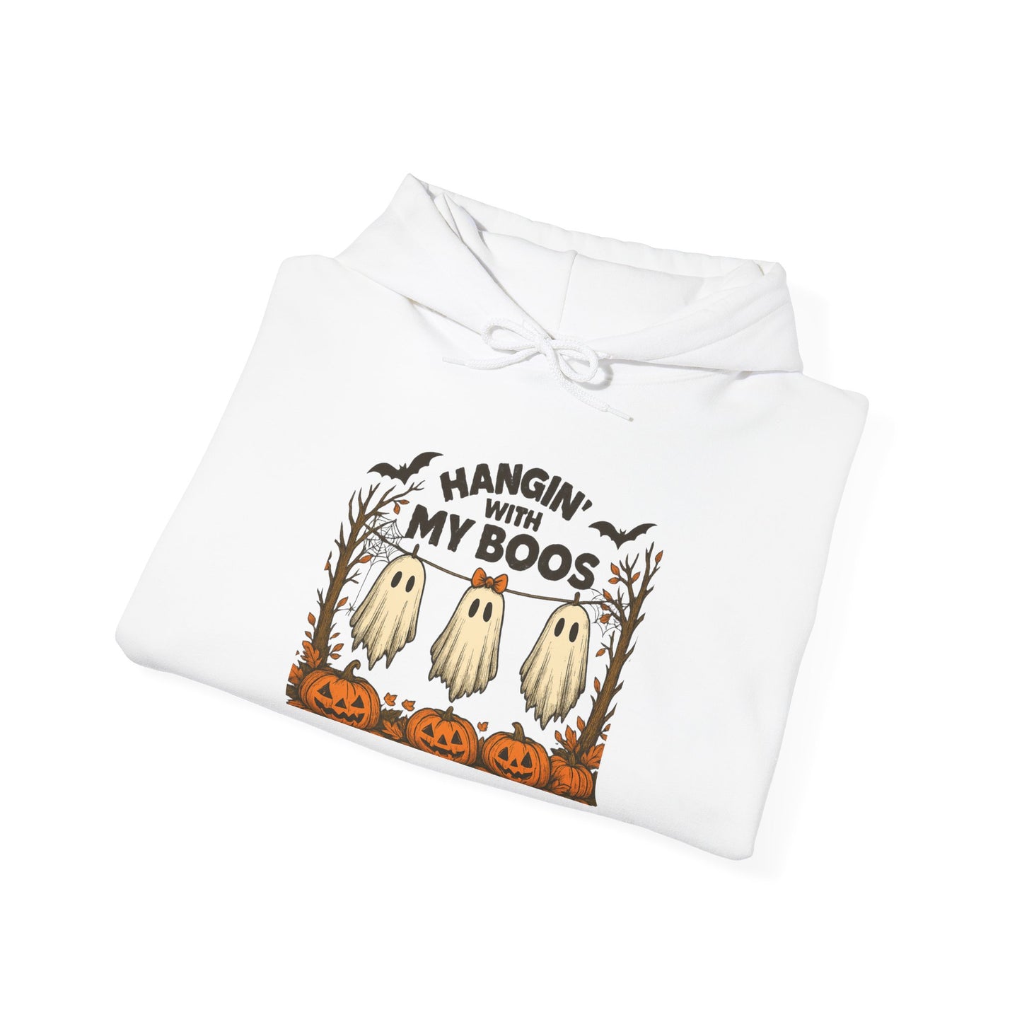 Halloween Ghost Hoodie, Cozy Autumn Apparel, Unisex Hoodie, Spooky Season Gift, Halloween Fun Wear, Hangin' with My Boos
