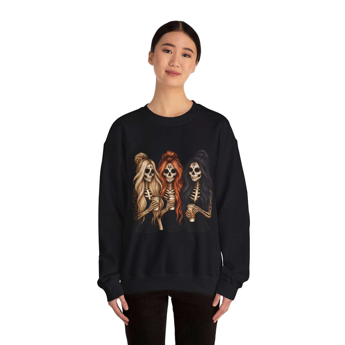 Halloween Skeleton Crewneck Sweatshirt, Cozy Unisex Sweatshirt, Trendy Halloween Apparel, Gift for Halloween Lovers, Spooky Season Outfit