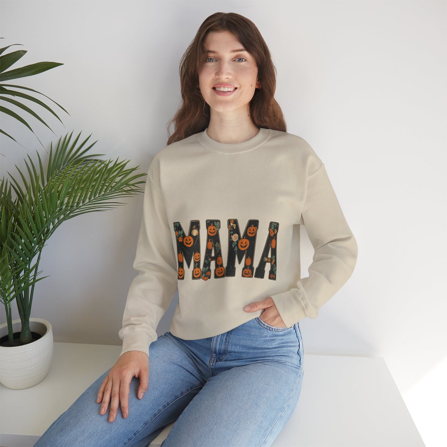Mama Pumpkin Crewneck Sweatshirt, Fall Fashion, Halloween Gift, Cozy Sweatshirt, Casual Wear, Gift for Moms