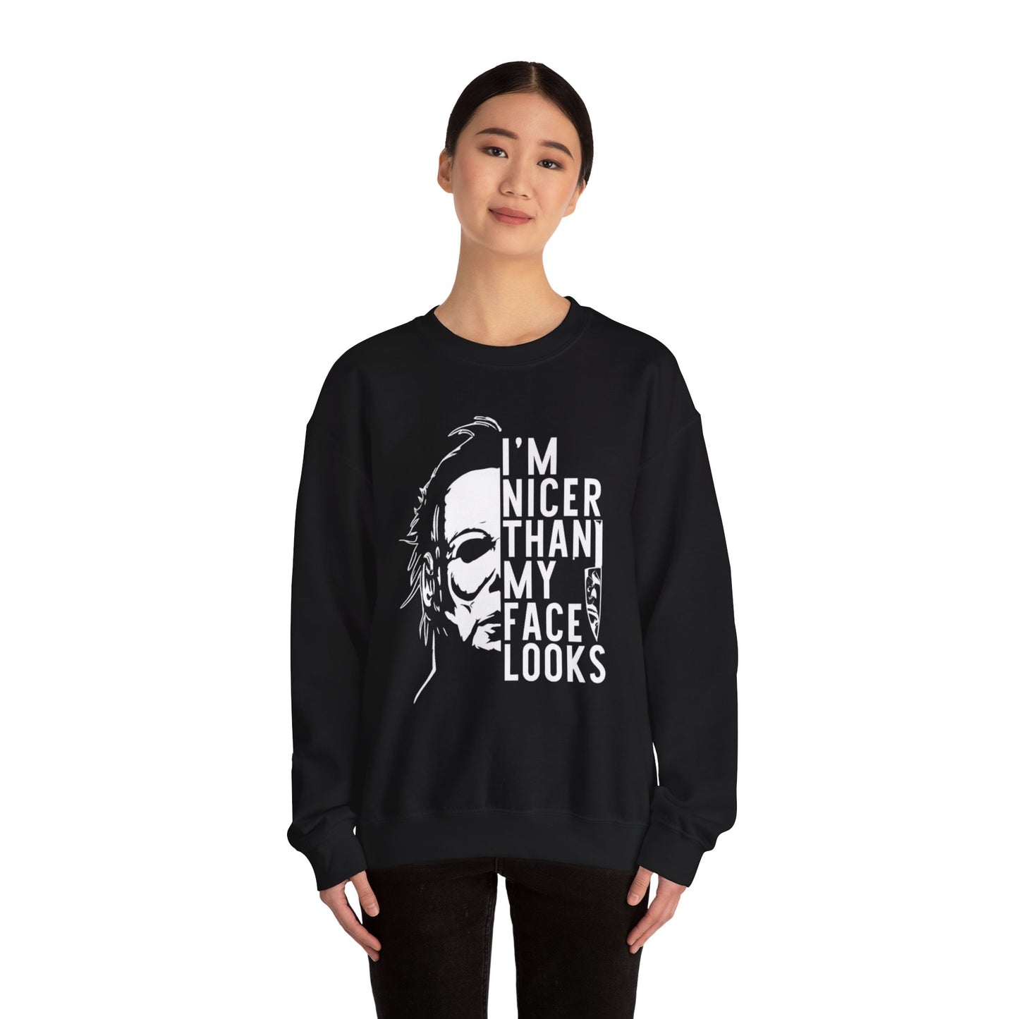Unisex Halloween Humor Crewneck Sweatshirt, Funny Sweatshirt, Gift for Horror Fans, Halloween Apparel, Spooky Vibes, Comfortable Layering