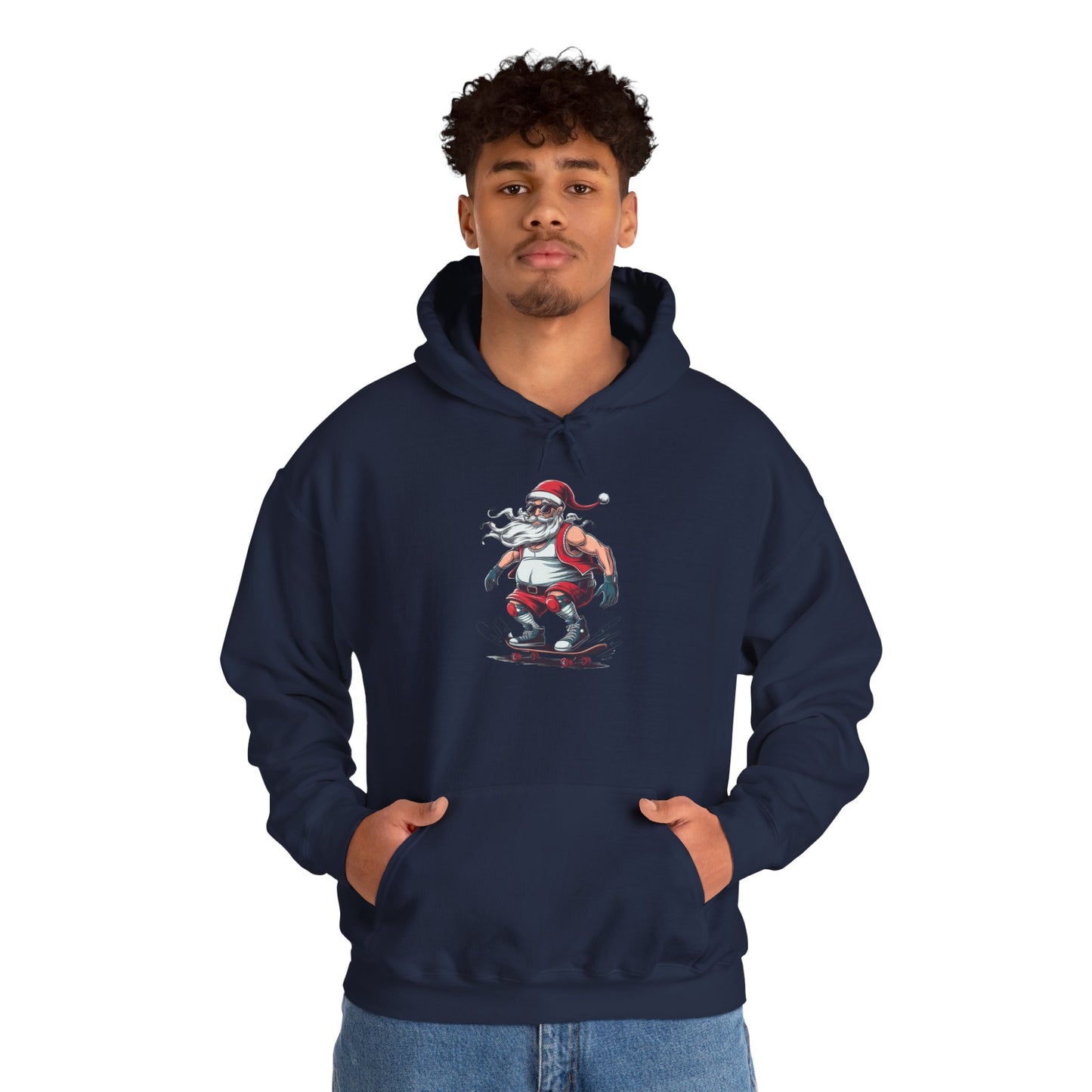 Santa Skateboarding Unisex Heavy Blend Hoodie, Christmas Sweatshirt, Holiday Gift, Cozy Winter Apparel, Fun Santa Design
