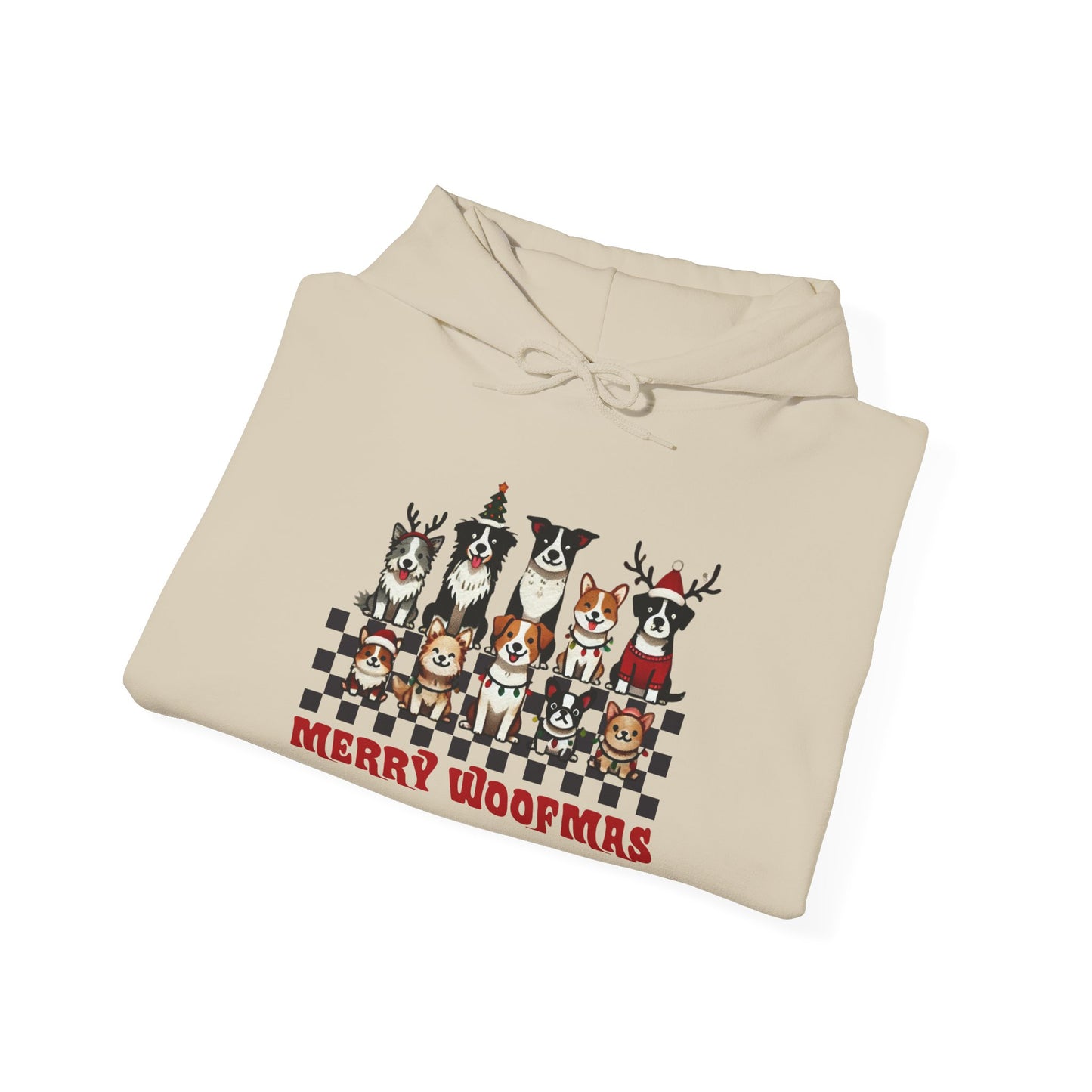 Merry Woofmas Hooded Sweatshirt | Cozy Dog Lover Hoodie, Perfect Gift for Pet Owners, Holiday Sweatshirt, Christmas Apparel, Festive Fashion