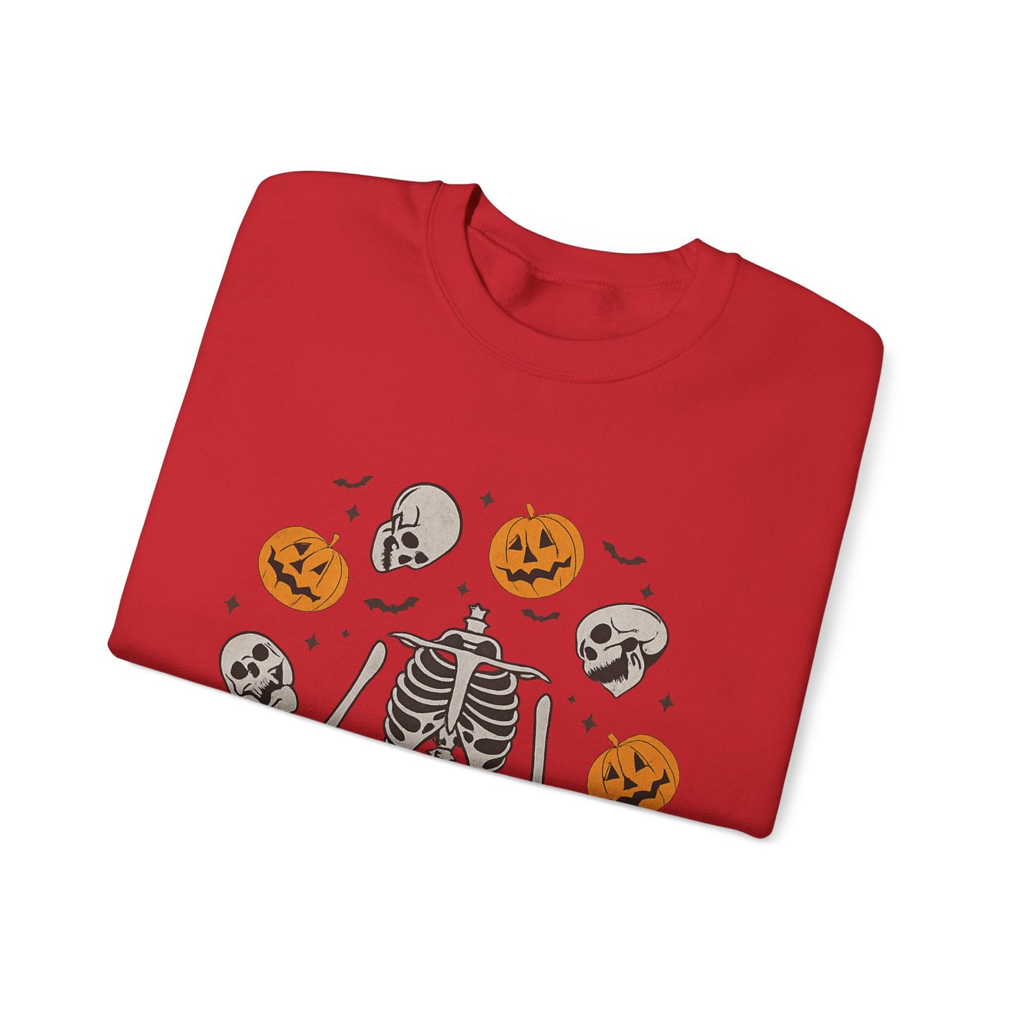 Halloween Skeleton Yoga Sweatshirt, Cute Autumn Apparel, Spooky Season Outfit, Unisex Cozy Crewneck, Gift for Halloween Lovers