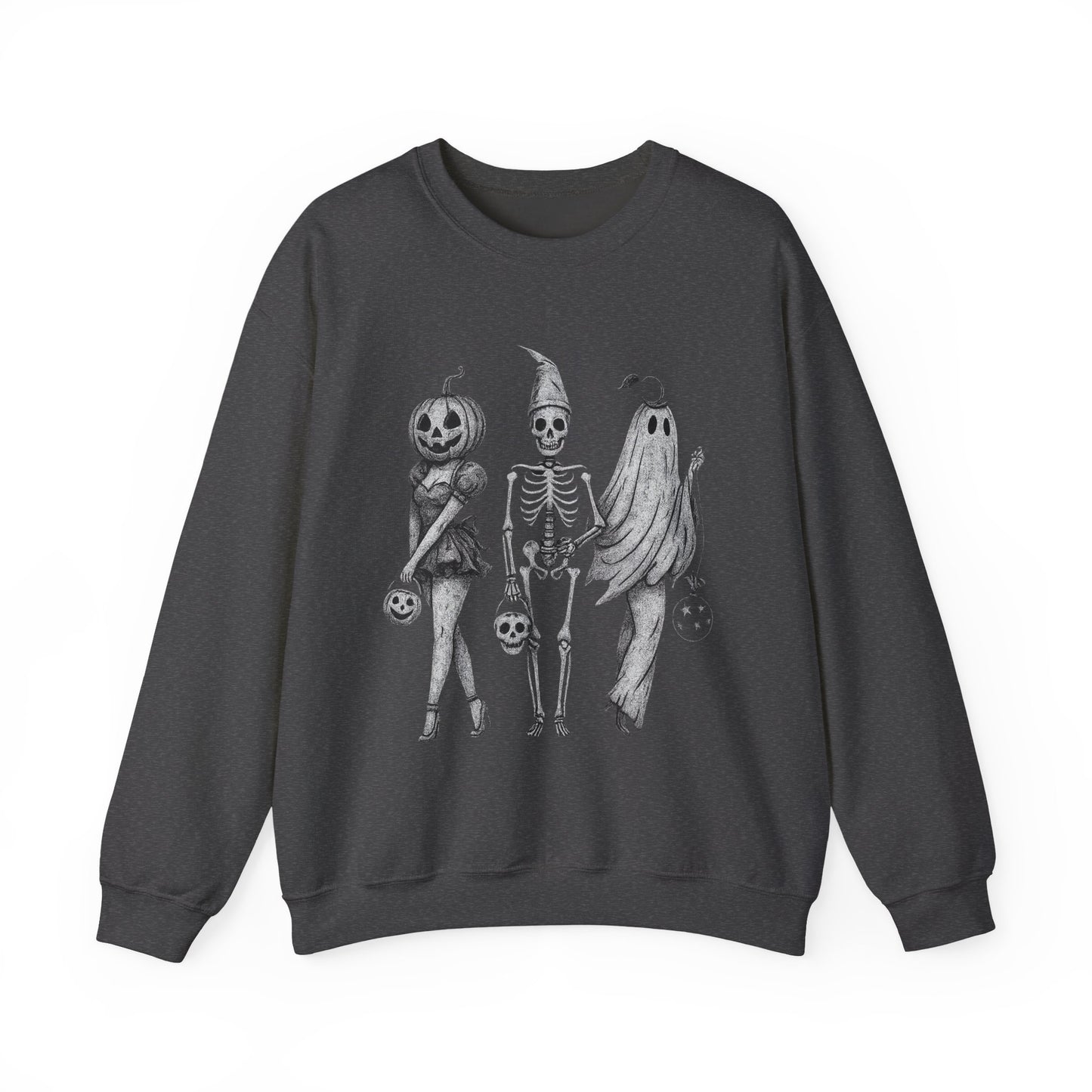 Halloween Sweatshirt with Ghosts and Ghouls Design