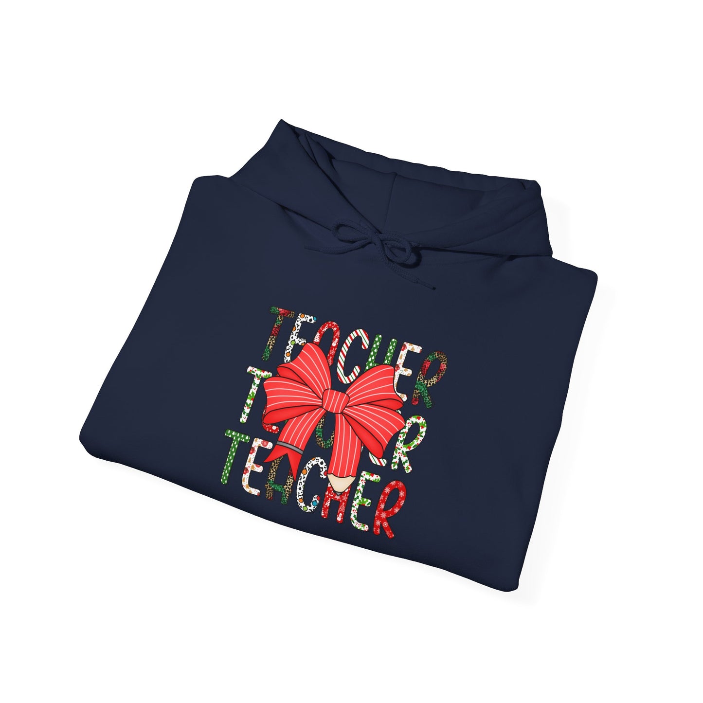 Festive Teacher Hooded Hoodie, Holiday Gift for Educators, Christmas Hoodie, Cozy Outfit, Teacher Appreciation