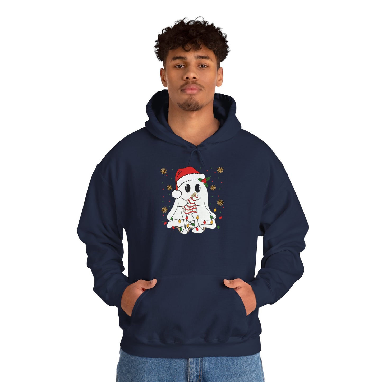 Santa Ghost Christmas Hoodie, Unisex Holiday Hoodie, Cute Winter Apparel, Cozy Gift for Ghost Lovers, Funny Xmas Clothing