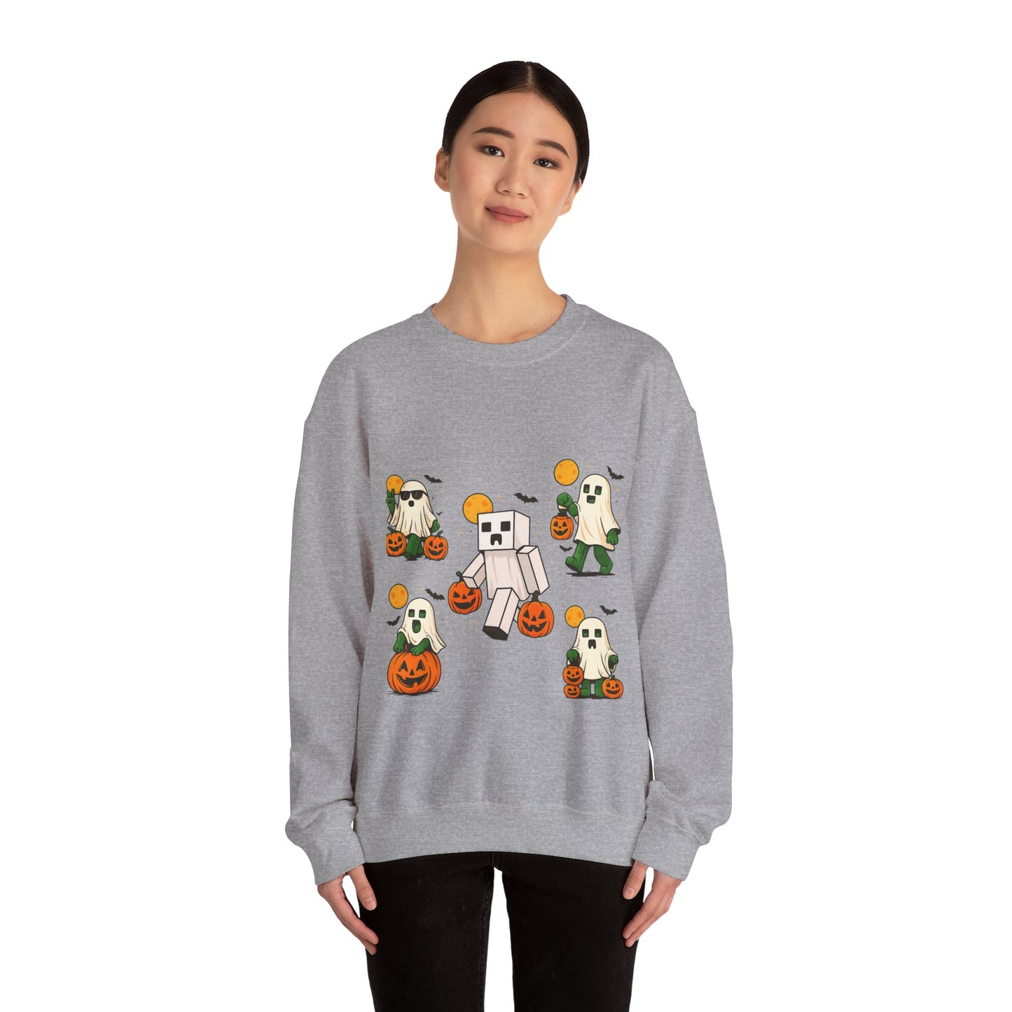 Halloween Ghost Cartoon Sweatshirt, Unisex Crewneck, Cozy Autumn Wear, Halloween Gifts, Spooky Season Apparel, Cute Sweatshirt