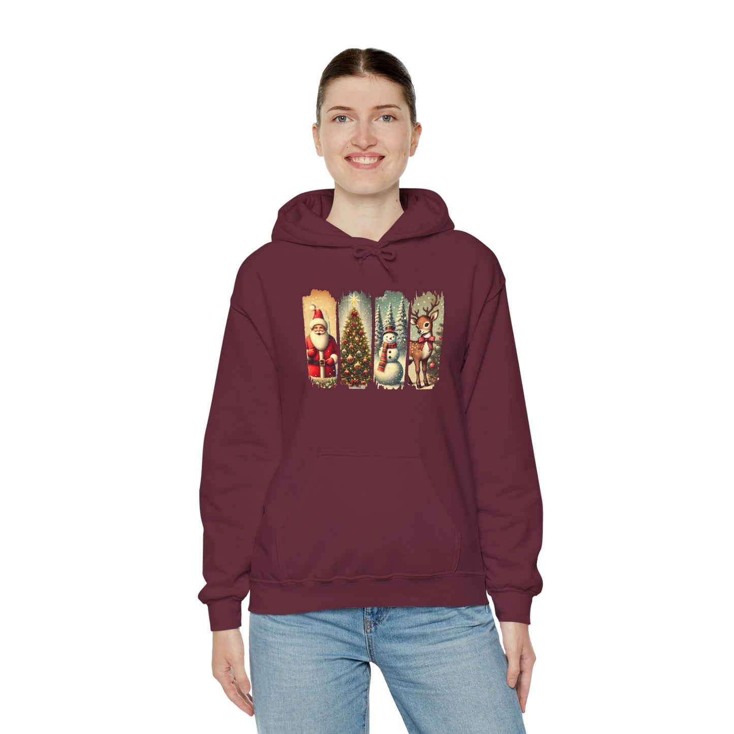 Cozy Christmas Sweatshirt with Vintage Holiday Designs, Unisex Hoodie for Winter, Christmas Gift, Holiday Wear, Festive Apparel