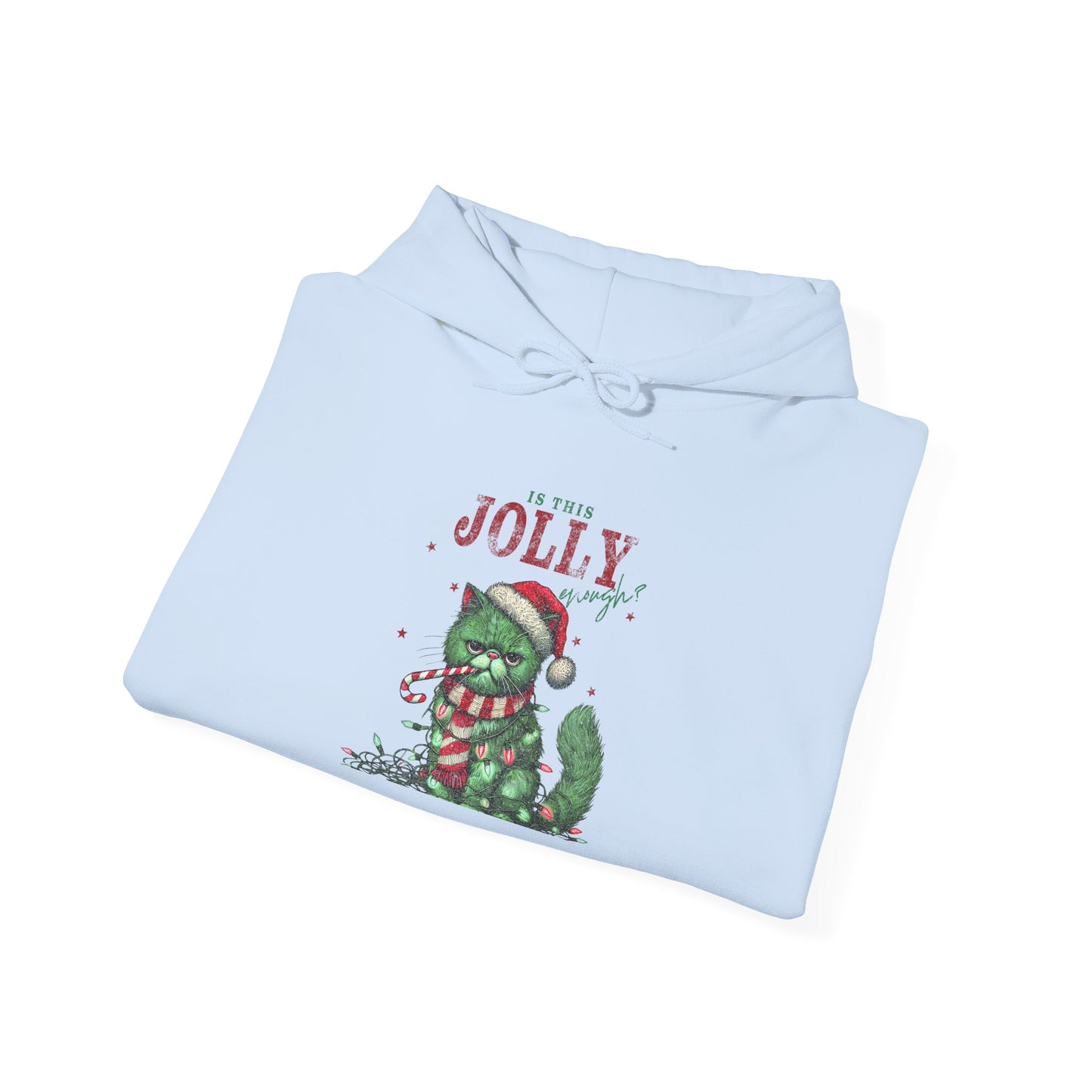 Festive Cat Hoodie, Cozy Holiday Hoodie, Jolly Grunge Pullover, Cute Cat Lover Gift, Merry Cat Hoodie