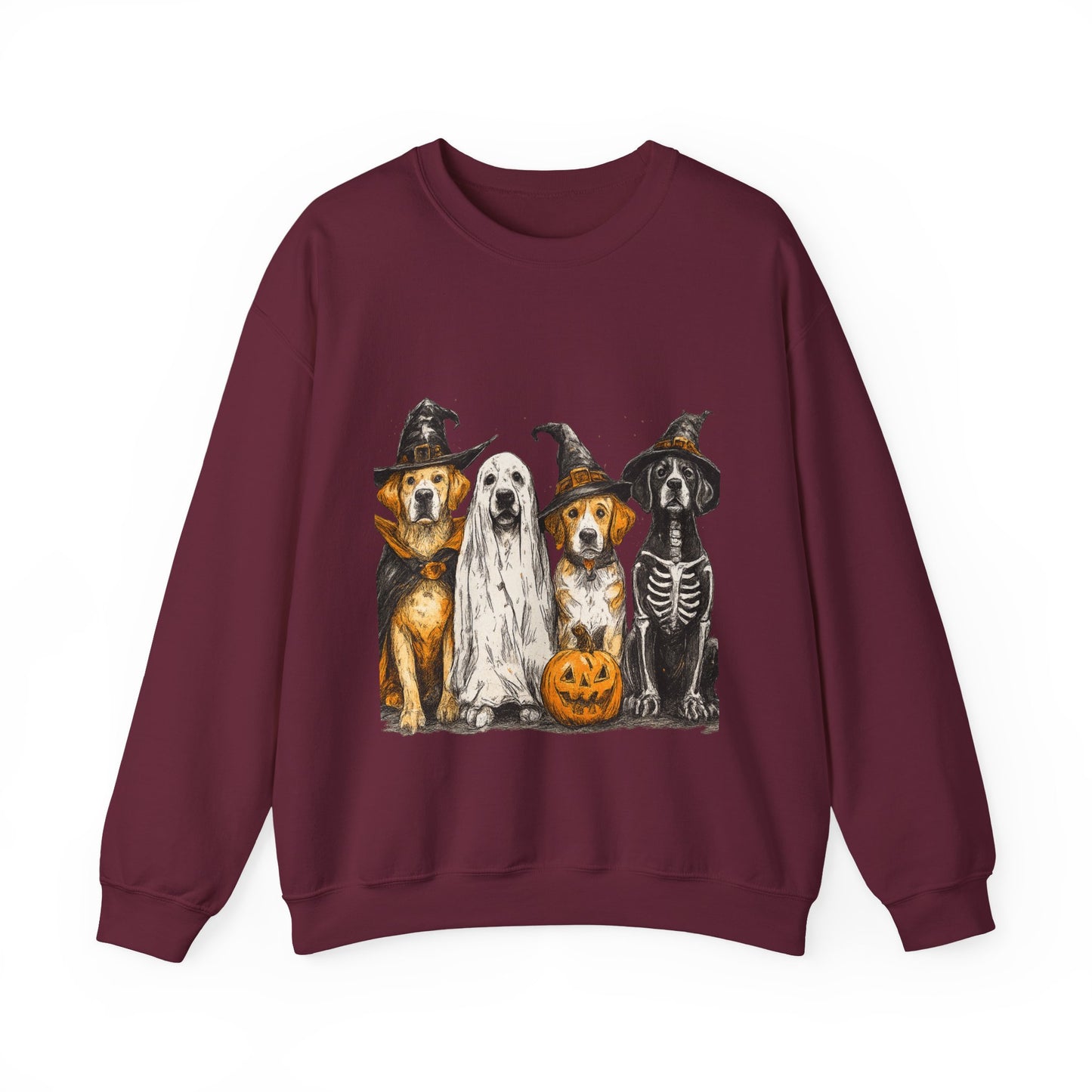 Halloween Dog-Themed Sweatshirt, Cozy Fall Apparel, Unisex Crewneck, Pet Lover Gift, Spooky Season Fashion