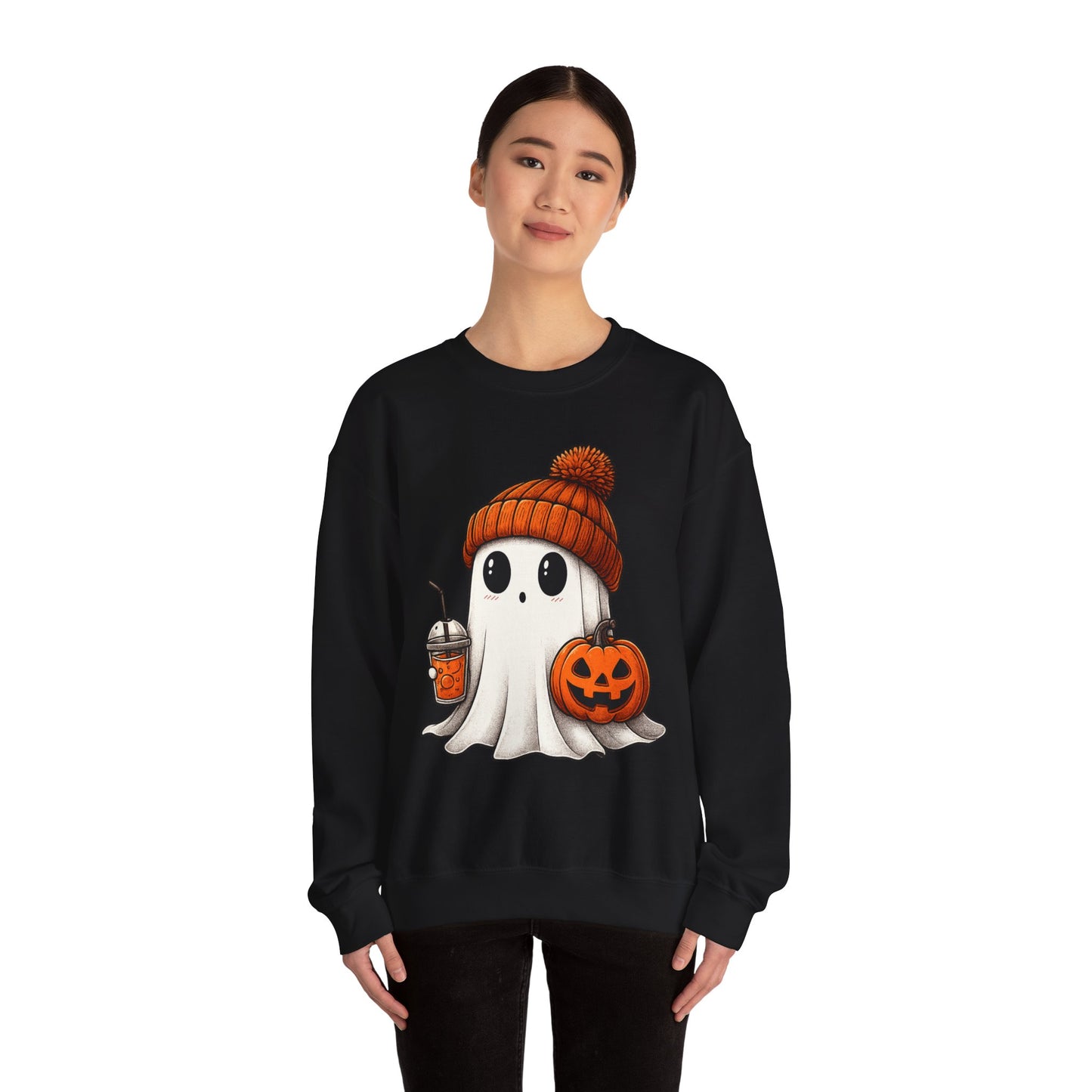 Cute Ghost Halloween Sweatshirt, Unisex Crewneck, Spooky Season Apparel, Fall Fashion, Cozy Pumpkin Sweater
