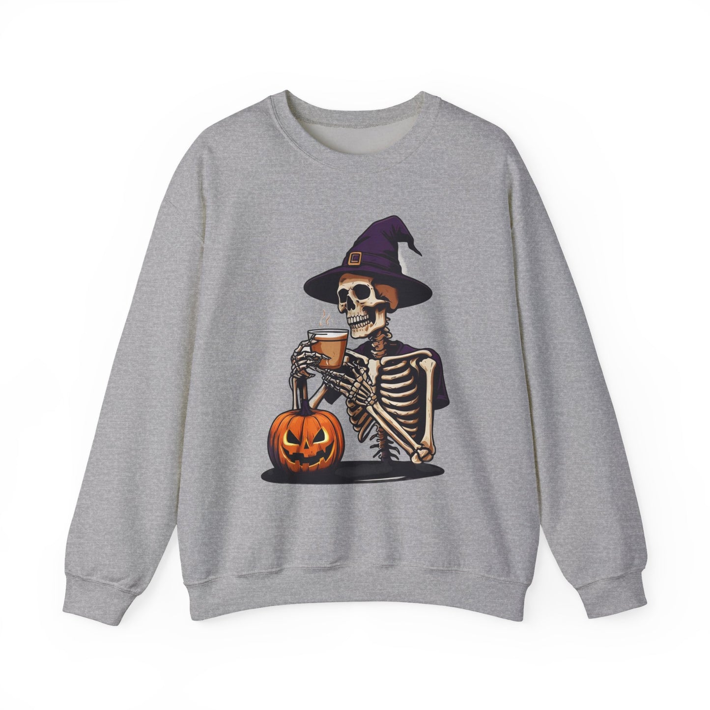 Spooky Skeleton Halloween Sweatshirt, Unisex Crewneck, Cozy Fall Fashion, Halloween Costume, Party Apparel, Ideal for Trick or Treat
