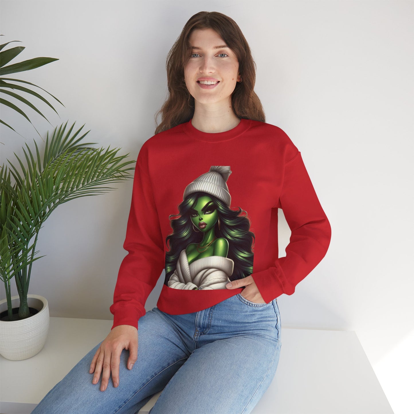 Green Witch Portrait Crewneck Sweatshirt