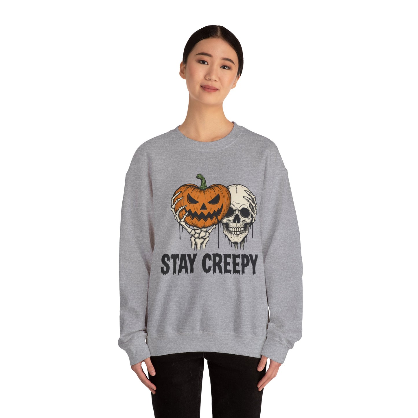 Stay Creepy Crewneck Sweatshirt, Halloween Sweatshirt, Unisex Fall Fashion, Cozy Sweatshirt Apparel, Spooky Halloween, Festive Gift