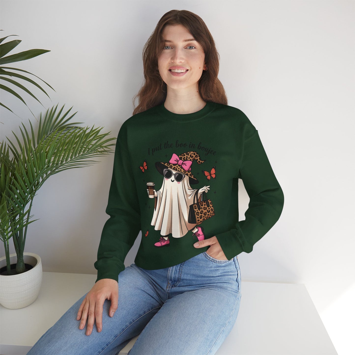Chic Ghost Crewneck Sweatshirt | Halloween Cozy Apparel, Casual Outfit, Trendy Gift, Fall Fashion