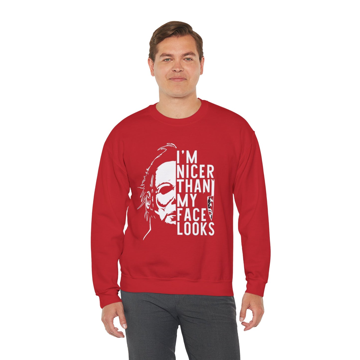 Unisex Halloween Humor Crewneck Sweatshirt, Funny Sweatshirt, Gift for Horror Fans, Halloween Apparel, Spooky Vibes, Comfortable Layering