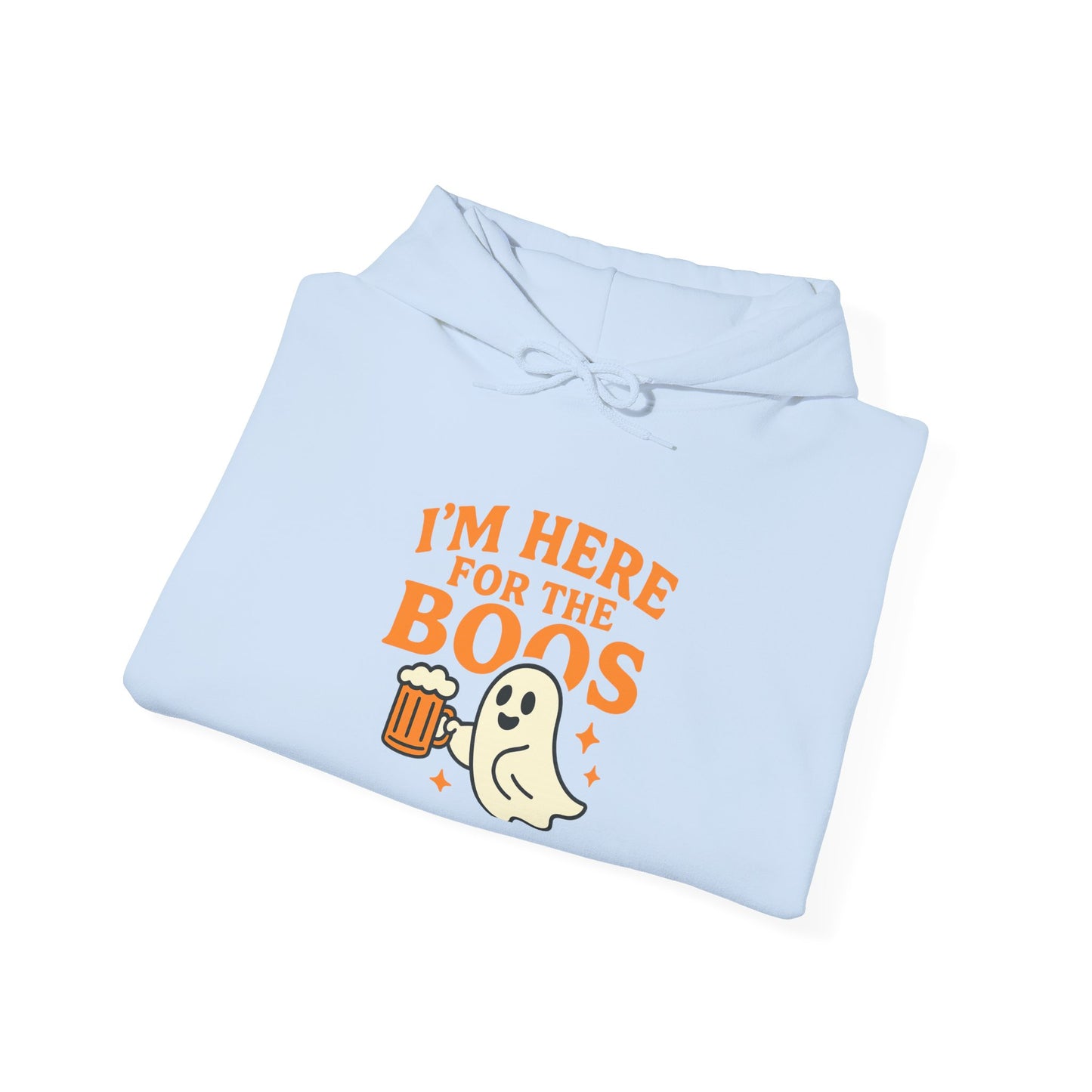 Halloween Party Hoodie, I'm Here for the Boos Hoodie, Unisex Halloween hoodie, Ghost Design Hooded Pullover, Spooky Season Apparel