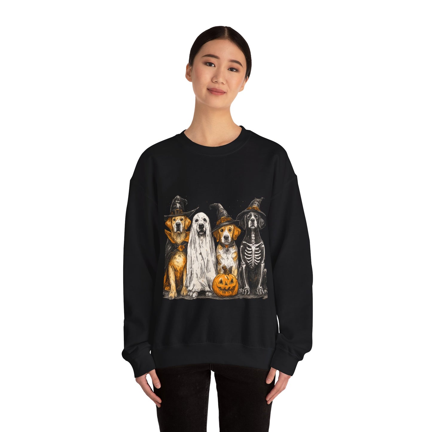 Halloween Dog-Themed Sweatshirt, Cozy Fall Apparel, Unisex Crewneck, Pet Lover Gift, Spooky Season Fashion