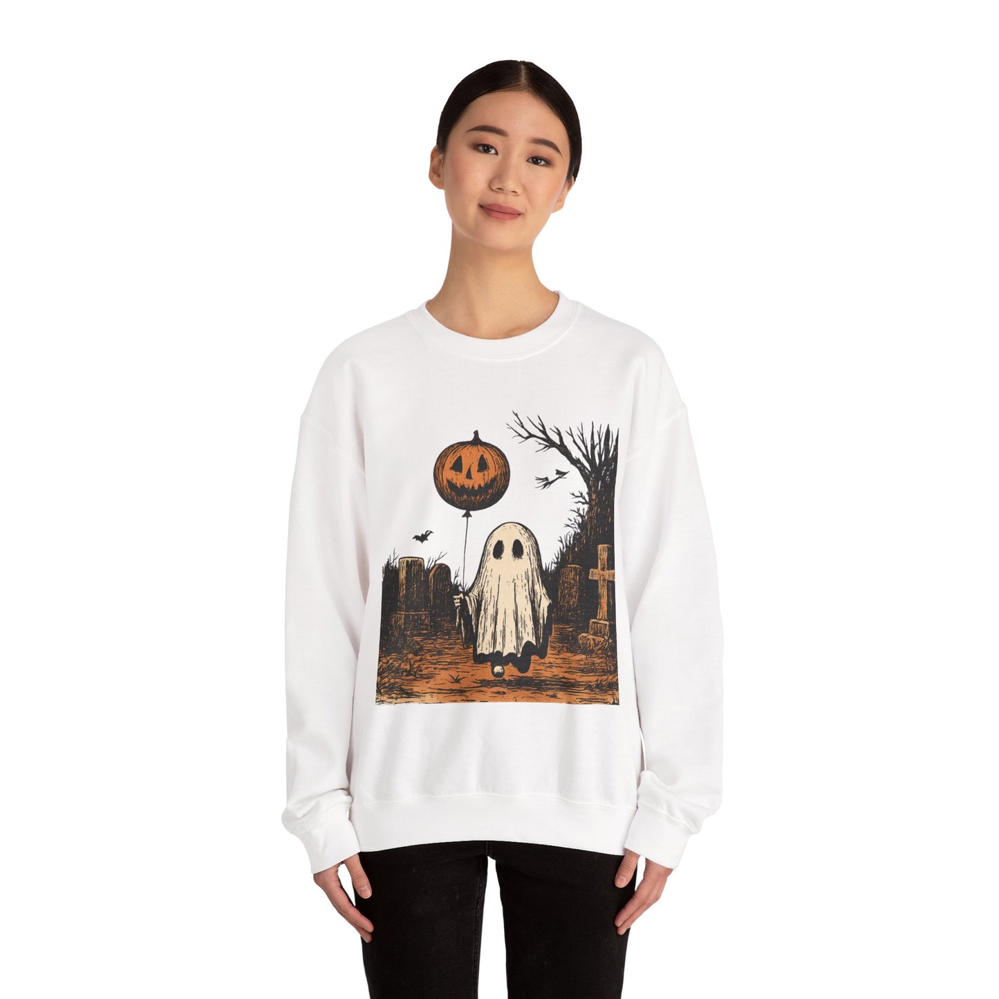 Halloween Ghost Crewneck Sweatshirt - Fall Fashion, Cozy Sweater, Spooky Style, Halloween Decor, Unique Gift