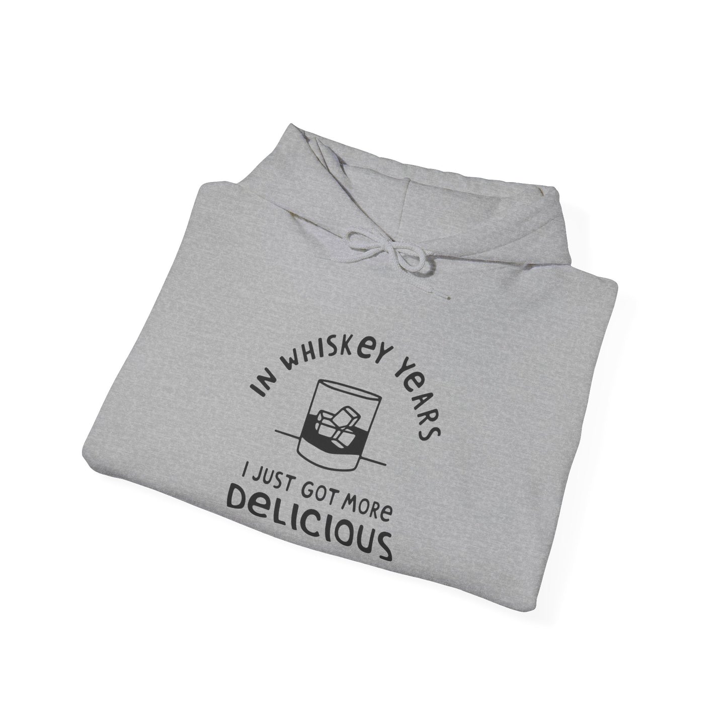 Whiskey Years Hoodie, Funny Sweatshirt for Whiskey Lovers, Perfect Gift for Birthdays, Relaxed Cozy Attire, Unisex Heavy Blend Apparel