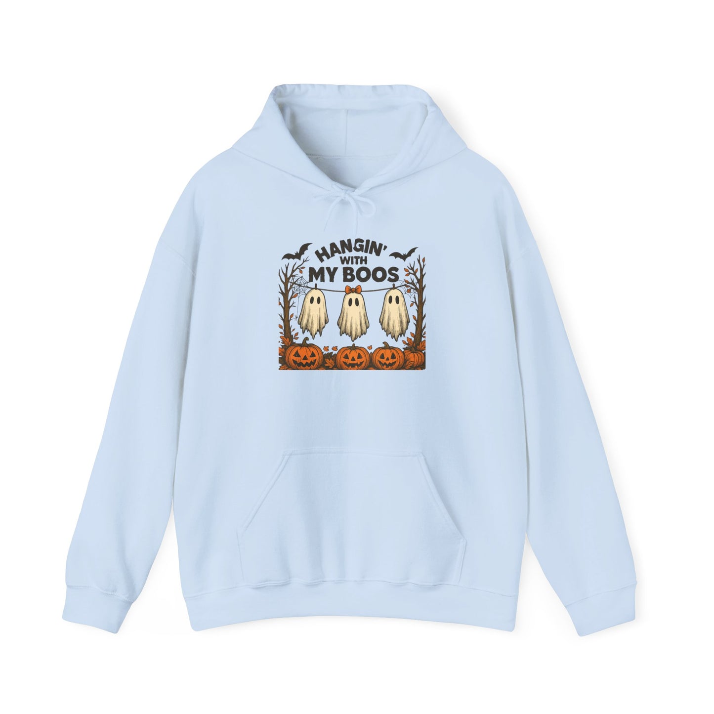 Halloween Ghost Hoodie, Cozy Autumn Apparel, Unisex Hoodie, Spooky Season Gift, Halloween Fun Wear, Hangin' with My Boos