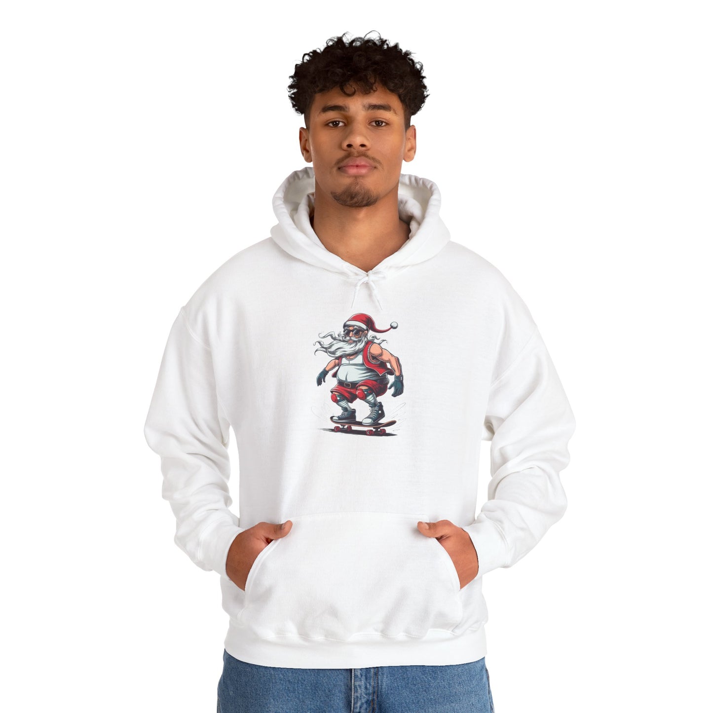 Santa Skateboarding Unisex Heavy Blend Hoodie, Christmas Sweatshirt, Holiday Gift, Cozy Winter Apparel, Fun Santa Design
