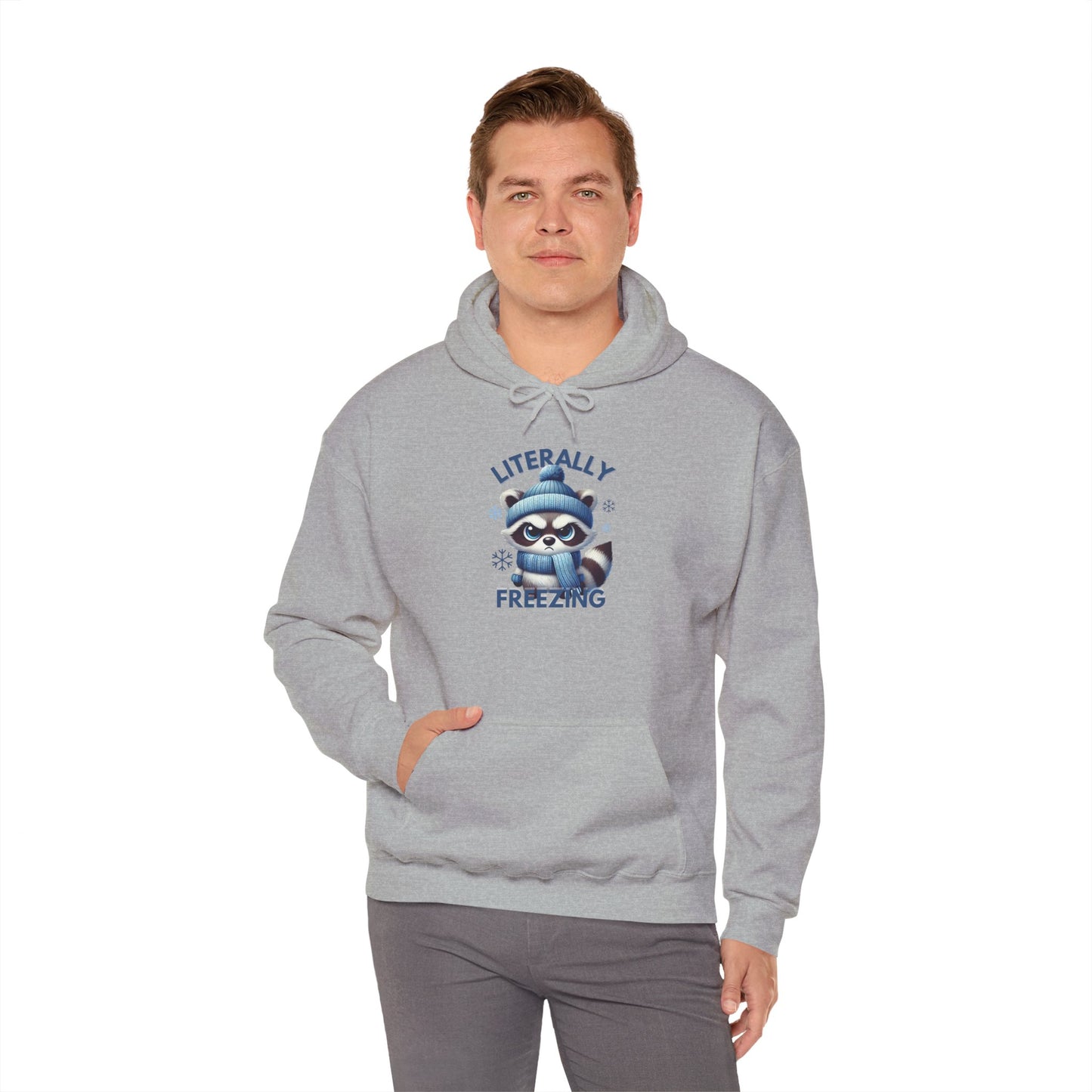 Chilly Raccoon Hoodie, Cozy Gift for Winter, Funny Hooded Hoodie, Cute Animal Apparel, Holiday Essentials