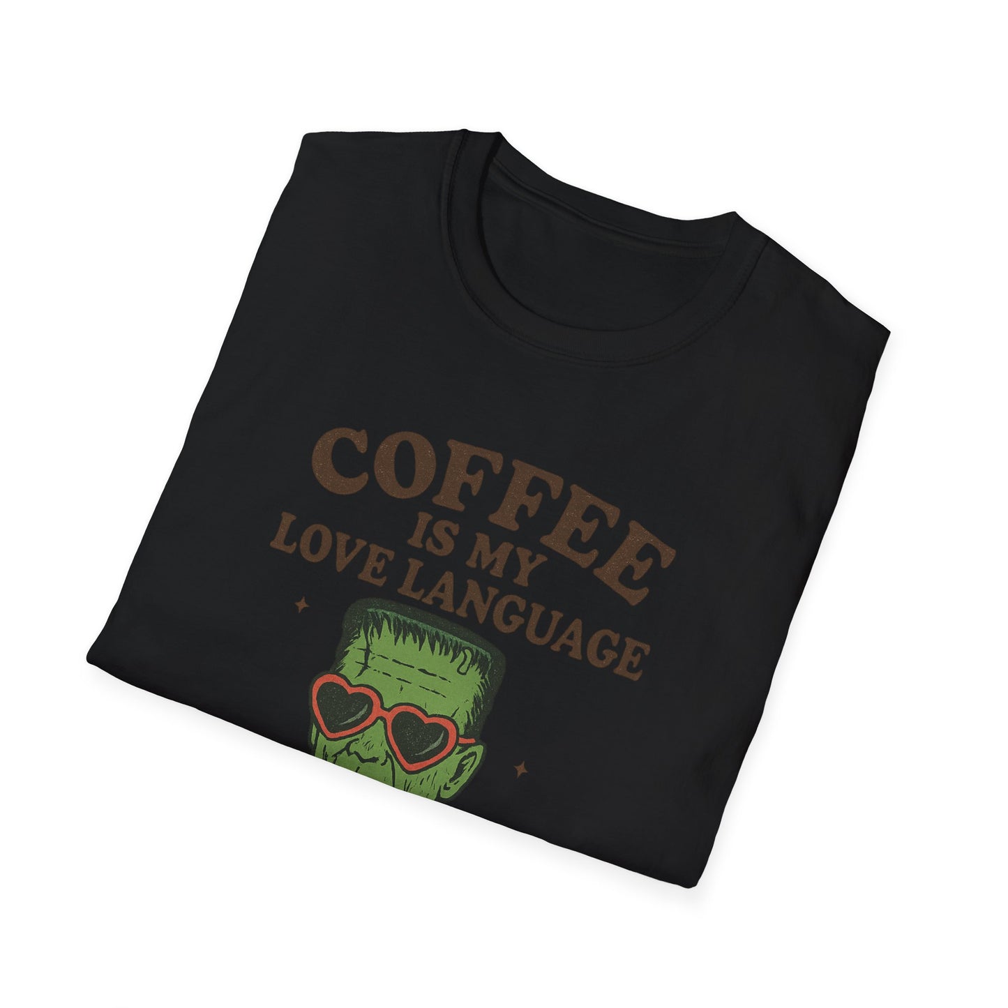 Frankenstein Coffee Lover T-Shirt, Funny Gift for Coffee Lovers, Unisex Tee, Perfect for Halloween, Casual Wear, Gift for Him/Her