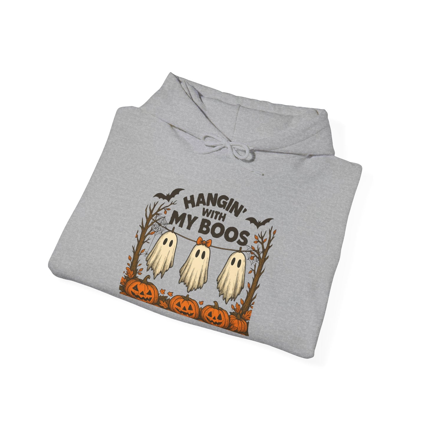 Halloween Ghost Hoodie, Cozy Autumn Apparel, Unisex Hoodie, Spooky Season Gift, Halloween Fun Wear, Hangin' with My Boos