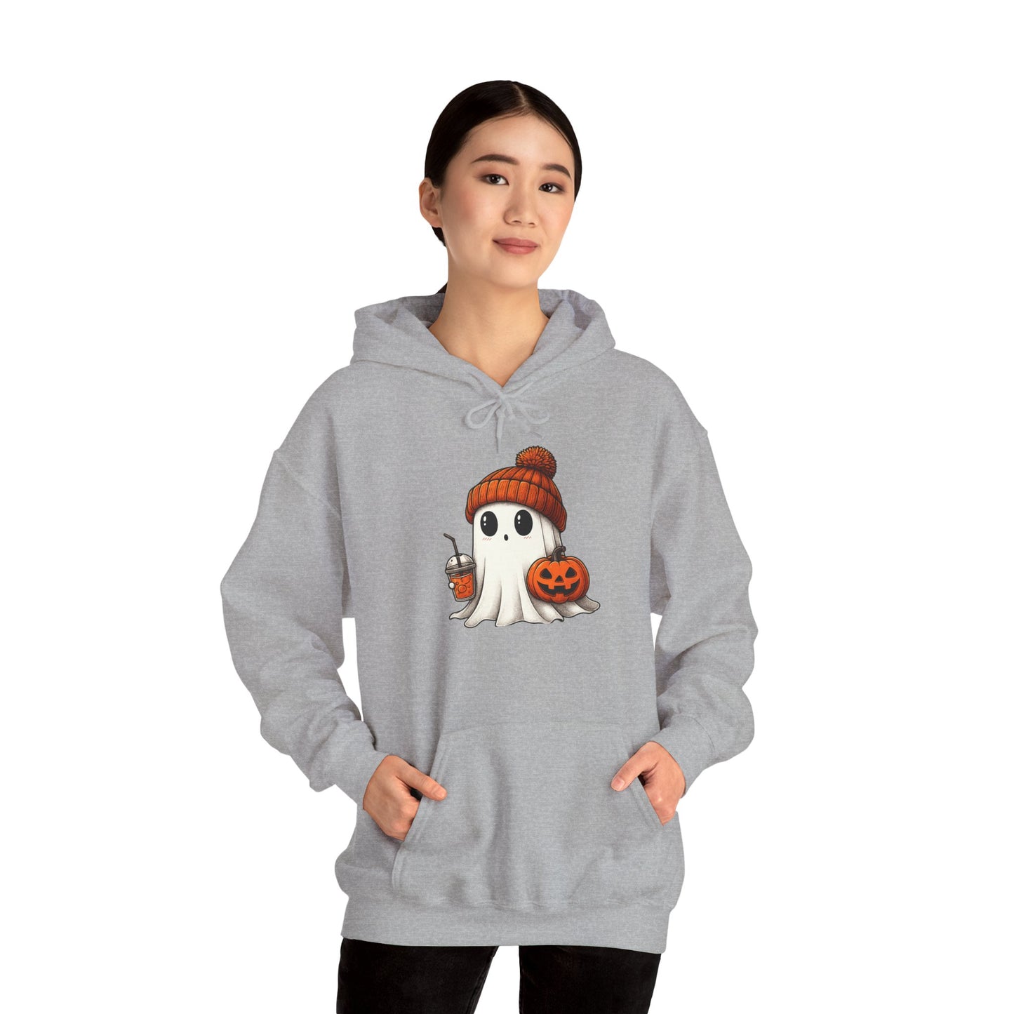 Halloween Ghost Hoodie, Unisex Halloween Apparel, Cute Pumpkin Design, Halloween Party Outfit