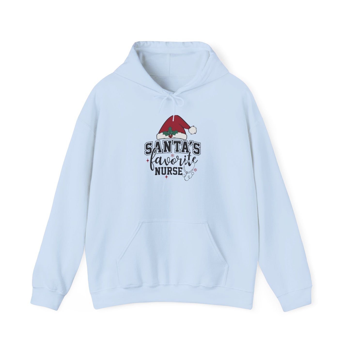 Santa's Favorite Nurse Hoodie, Perfect Holiday Gift, Cozy Sweatshirt for Nurses, Christmas Apparel, Festive Winter Wear