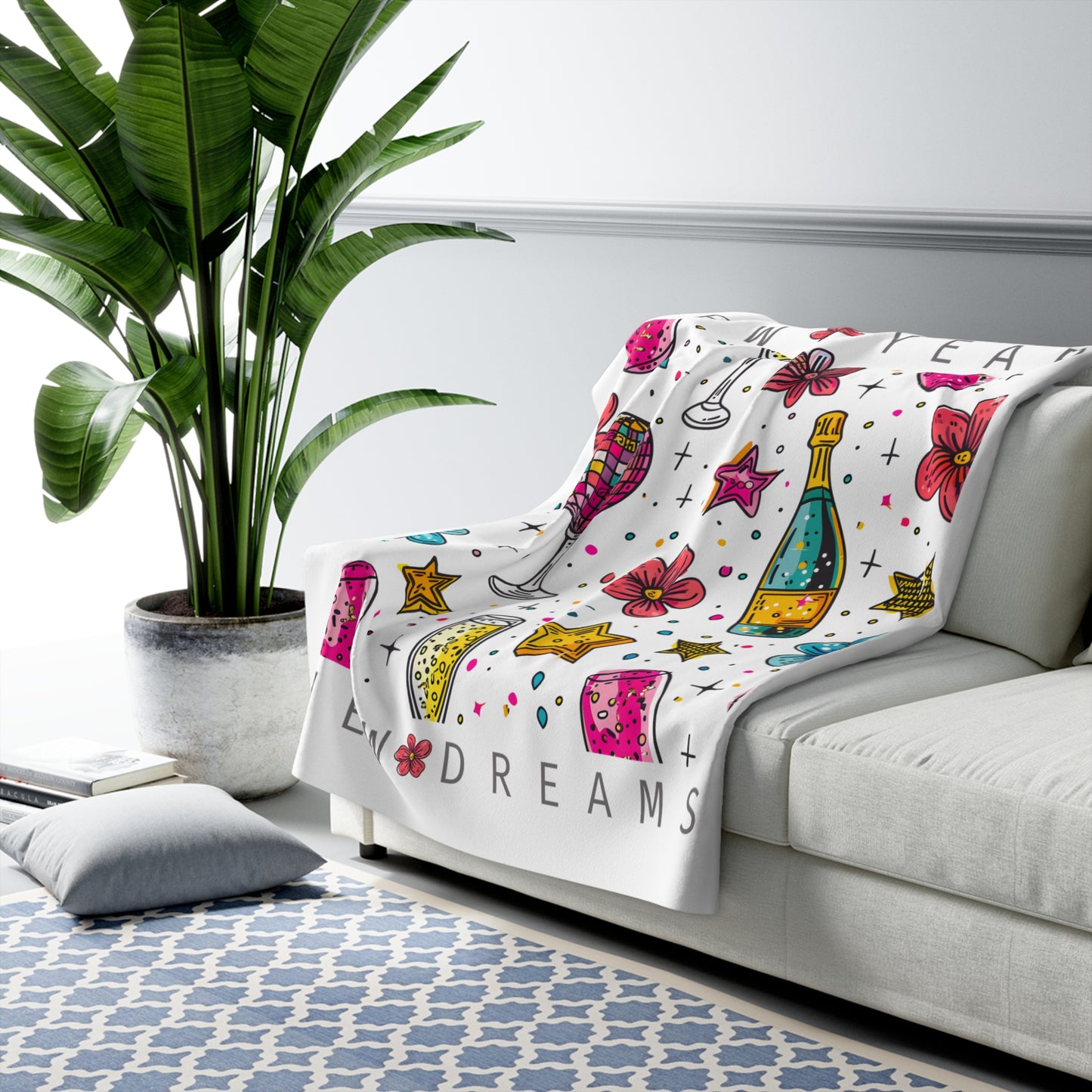 New Year Sherpa Fleece Blanket
