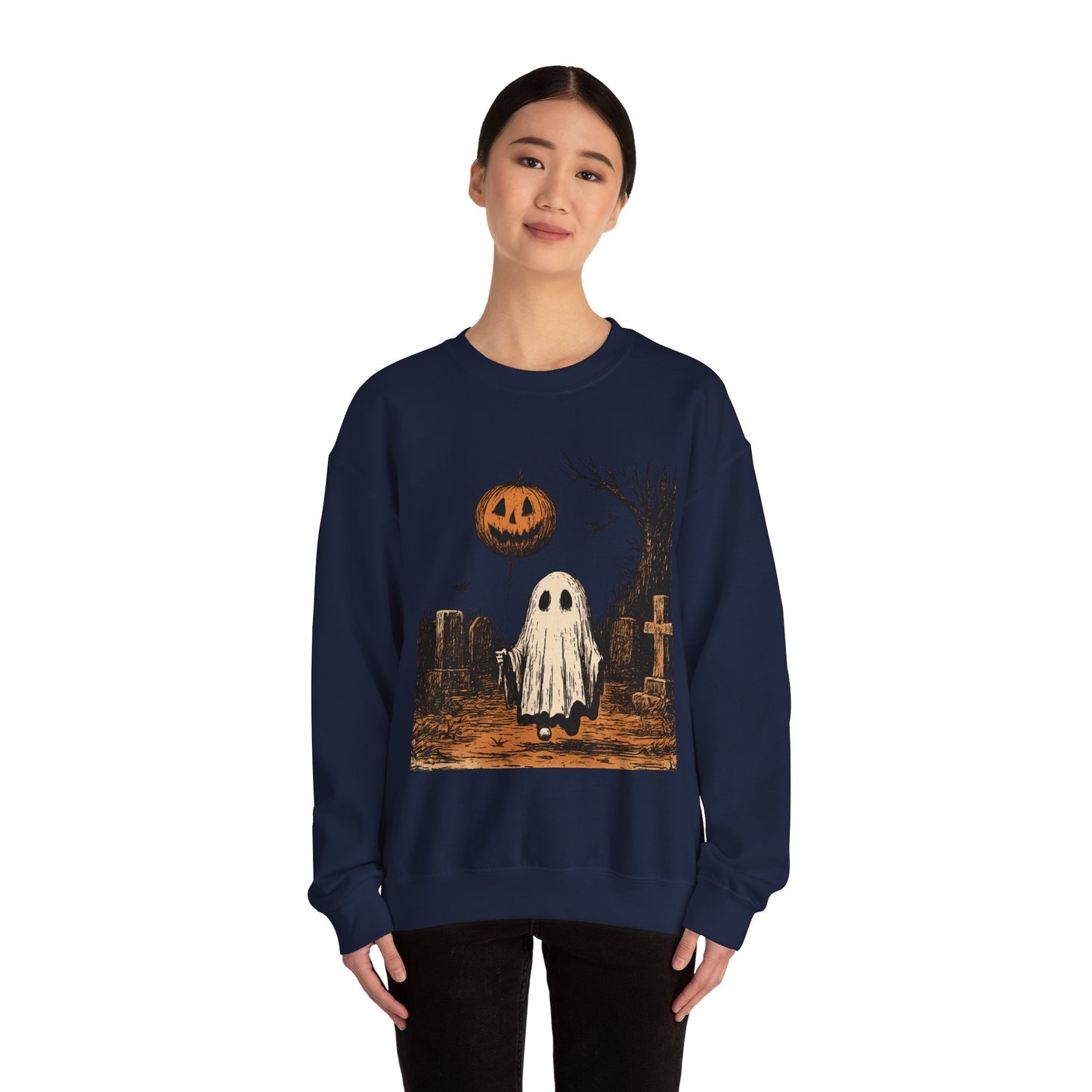 Halloween Ghost Crewneck Sweatshirt - Fall Fashion, Cozy Sweater, Spooky Style, Halloween Decor, Unique Gift