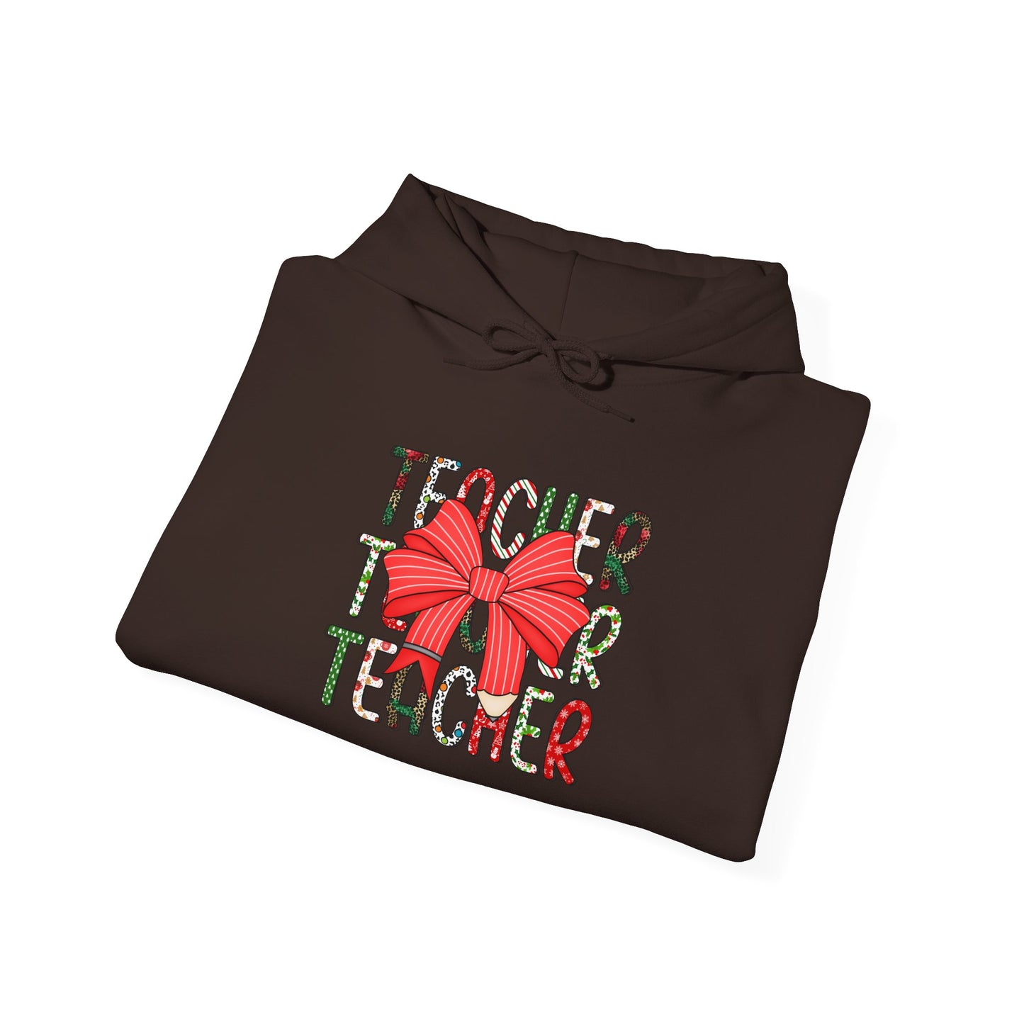 Festive Teacher Hooded Hoodie, Holiday Gift for Educators, Christmas Hoodie, Cozy Outfit, Teacher Appreciation