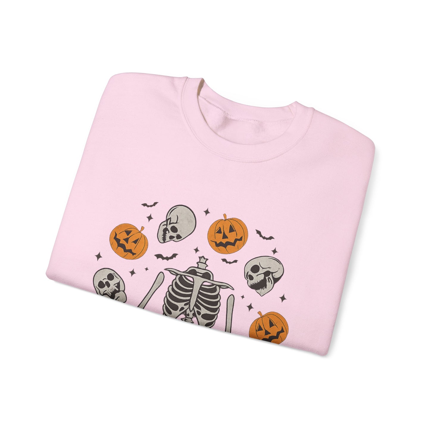 Halloween Skeleton Yoga Sweatshirt, Cute Autumn Apparel, Spooky Season Outfit, Unisex Cozy Crewneck, Gift for Halloween Lovers