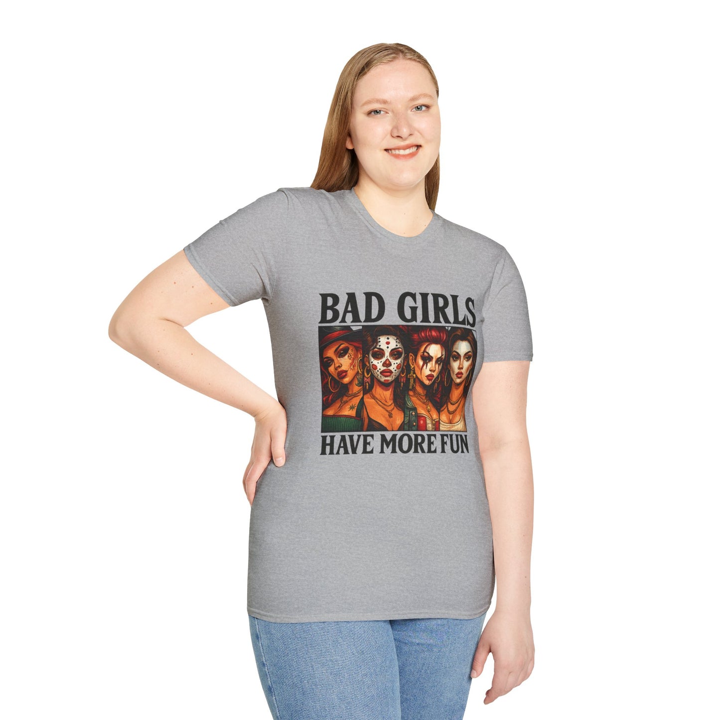 Bad Girls Have More Fun Unisex Softstyle T-Shirt, Trendy Tee, Fun Graphic Shirt, Gift for Women, Casual Wear, Party Outfit
