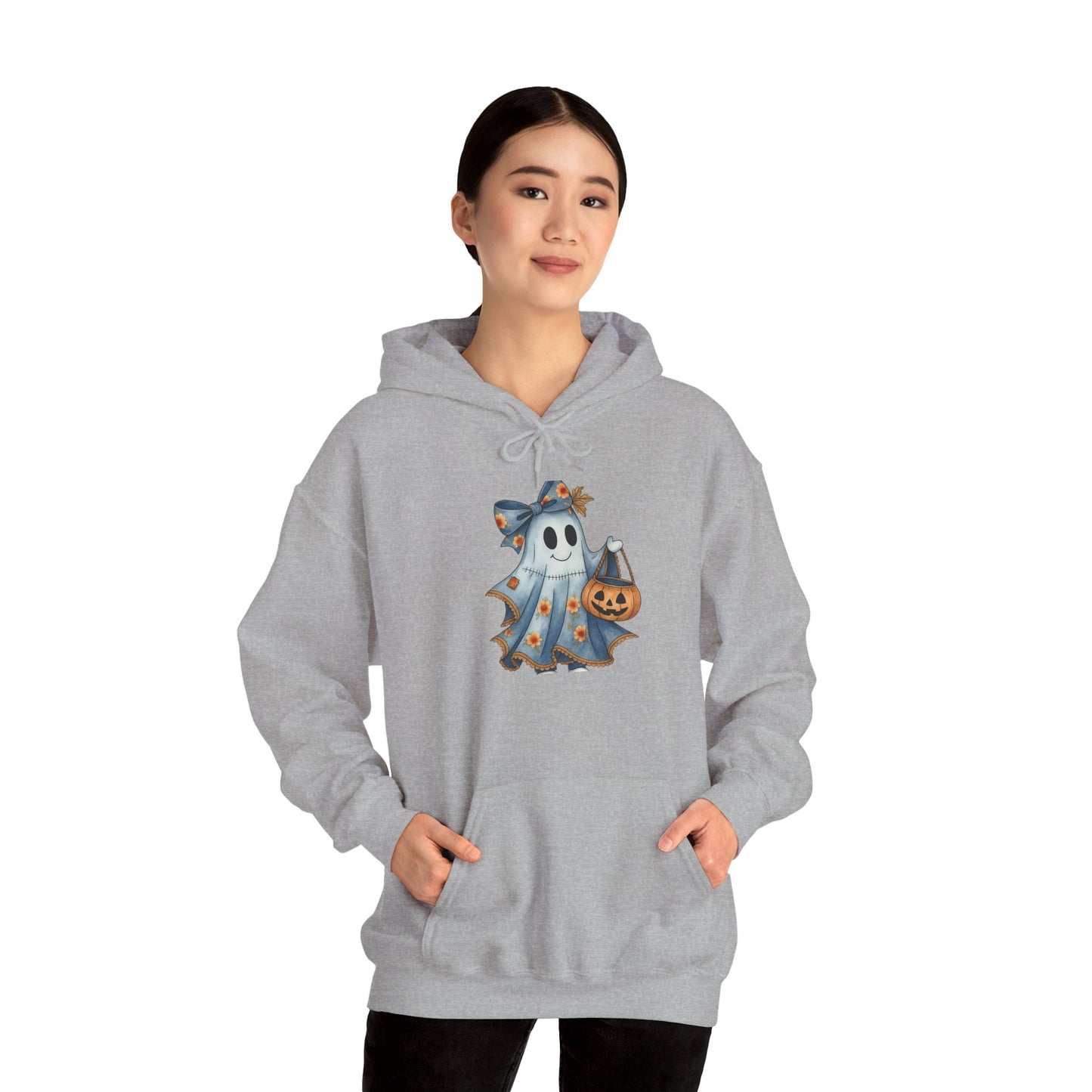 Ghostly Fun Hooded Hoodie, - Halloween Spirit, Cozy Comfort, Unisex Style, Casual Wear, Spooky Gift