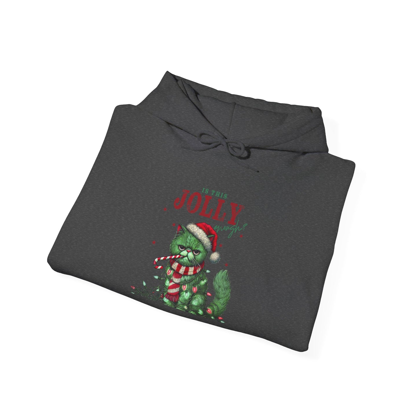 Festive Cat Hoodie, Cozy Holiday Hoodie, Jolly Grunge Pullover, Cute Cat Lover Gift, Merry Cat Hoodie