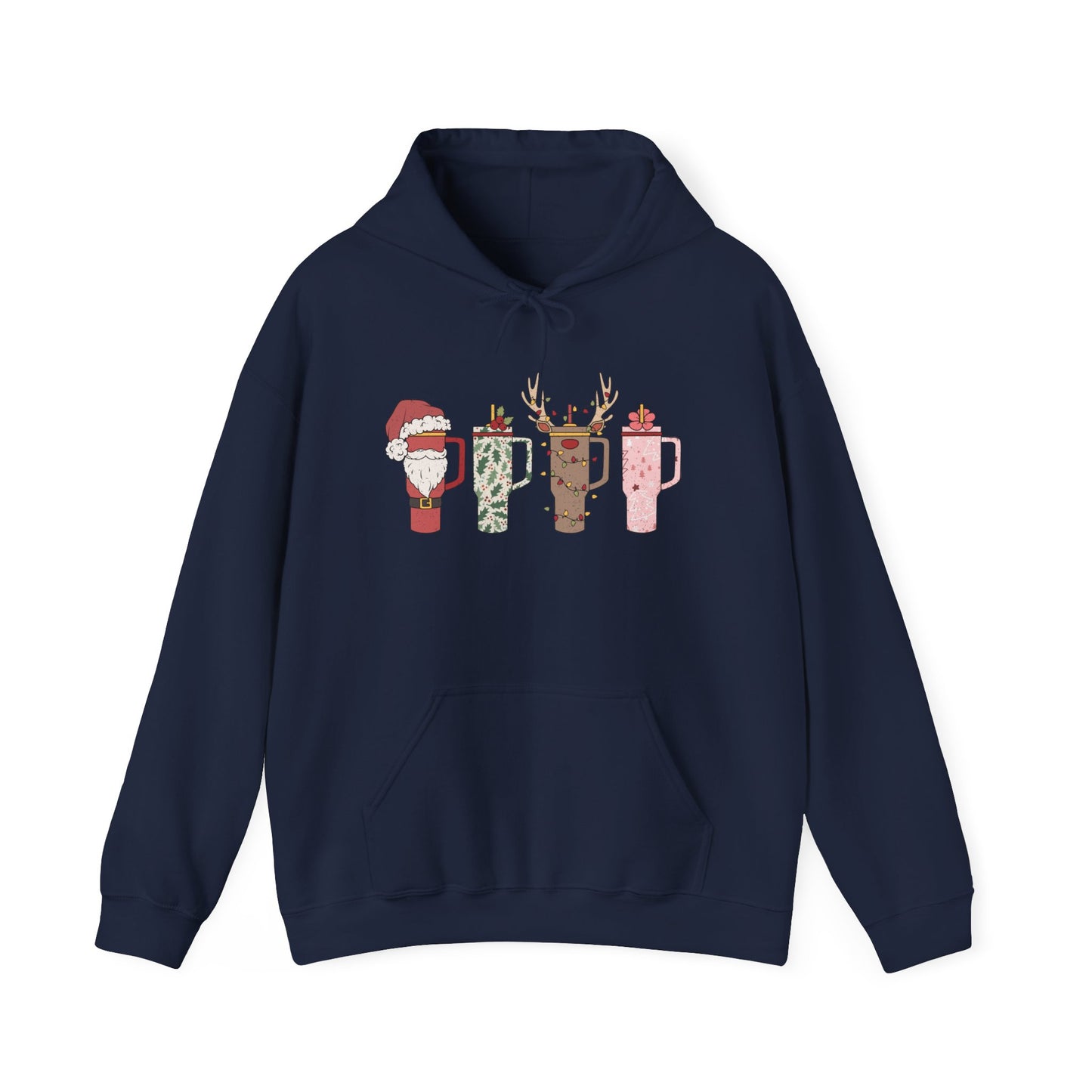Festive Hot Beverage Hoodie, Holiday Sweatshirt, Unisex Cozy Pullover, Christmas Gift, Winter Apparel, Mug Design Hoodie