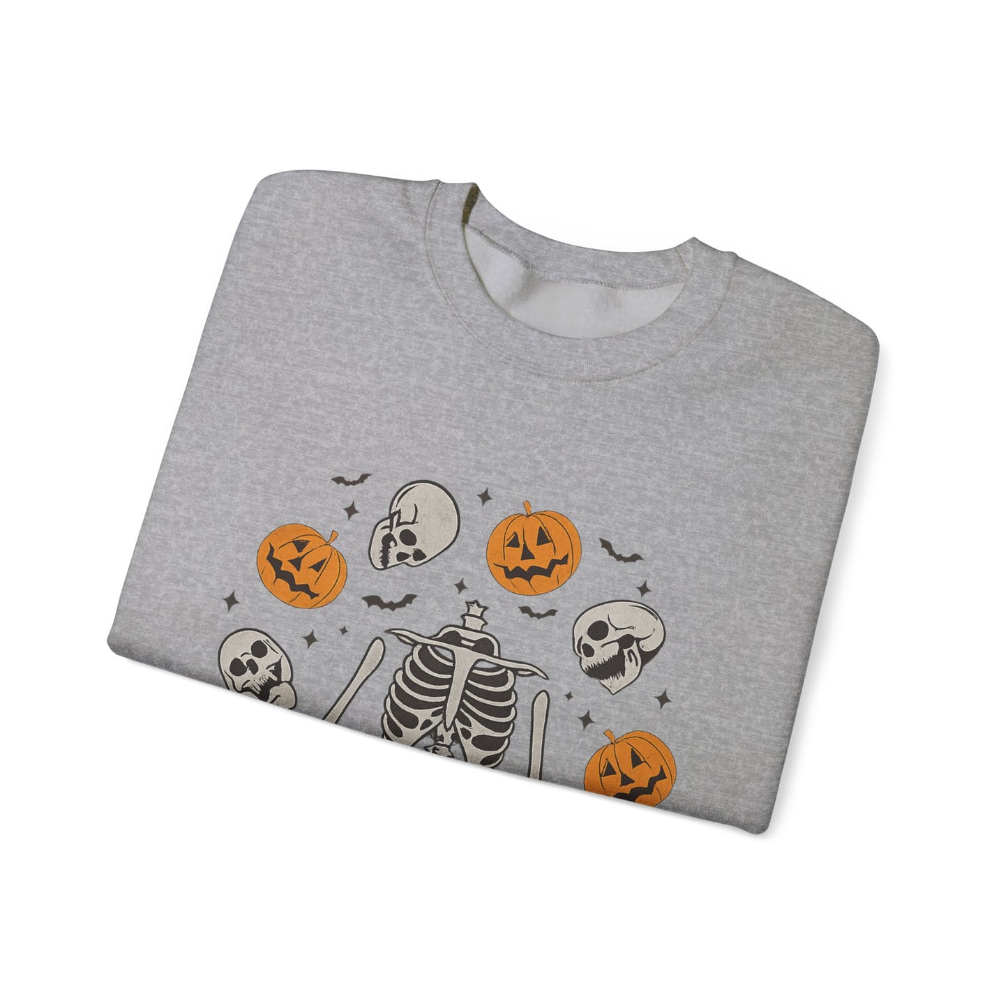 Halloween Skeleton Yoga Sweatshirt, Cute Autumn Apparel, Spooky Season Outfit, Unisex Cozy Crewneck, Gift for Halloween Lovers