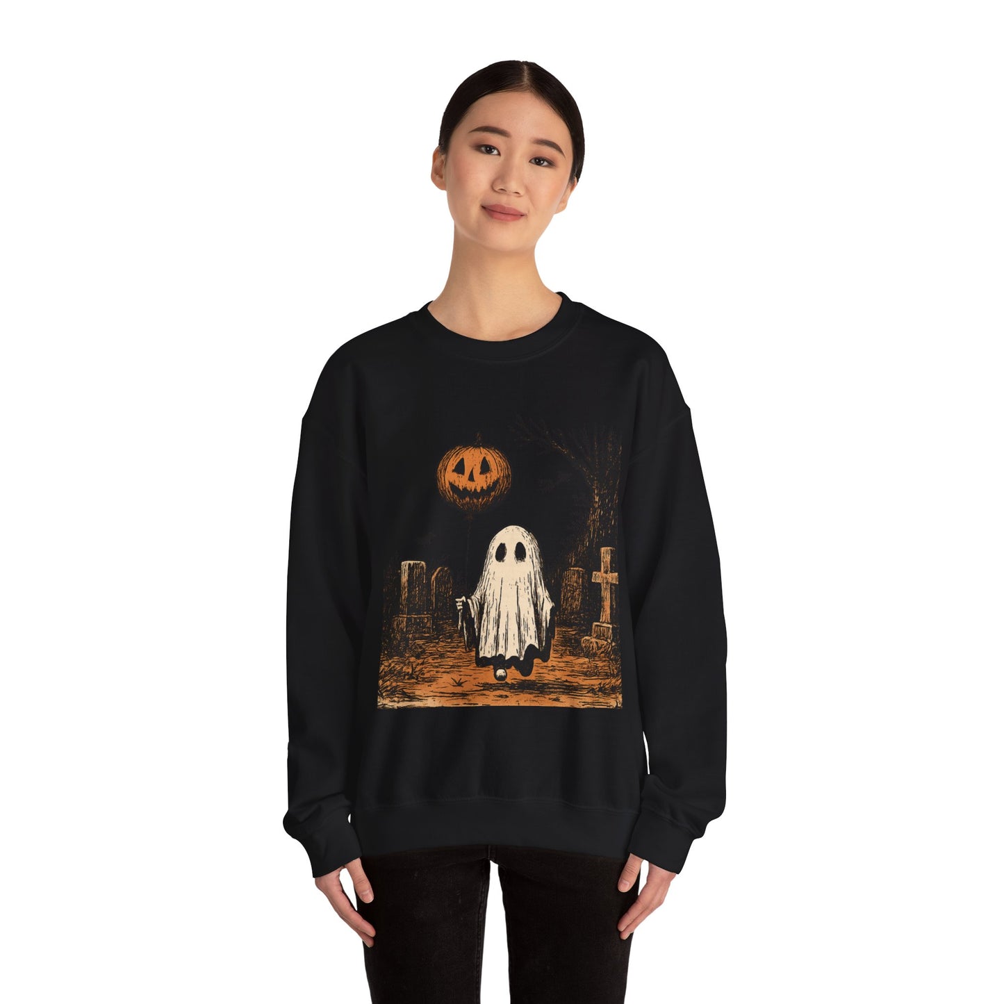 Halloween Ghost Crewneck Sweatshirt - Fall Fashion, Cozy Sweater, Spooky Style, Halloween Decor, Unique Gift