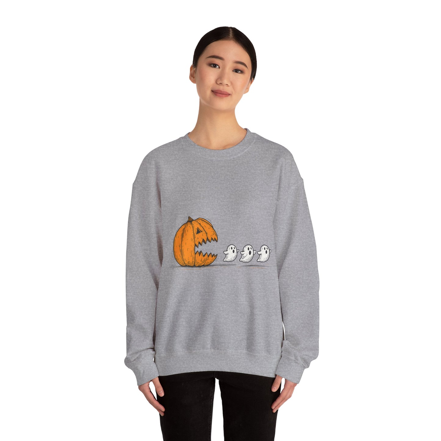 Spooky Pumpkin Ghosts Sweatshirt | Cozy Halloween Crewneck, Fall Fashion, Unisex Gift, Harvest Party Wear, Cute Autumn Outfit