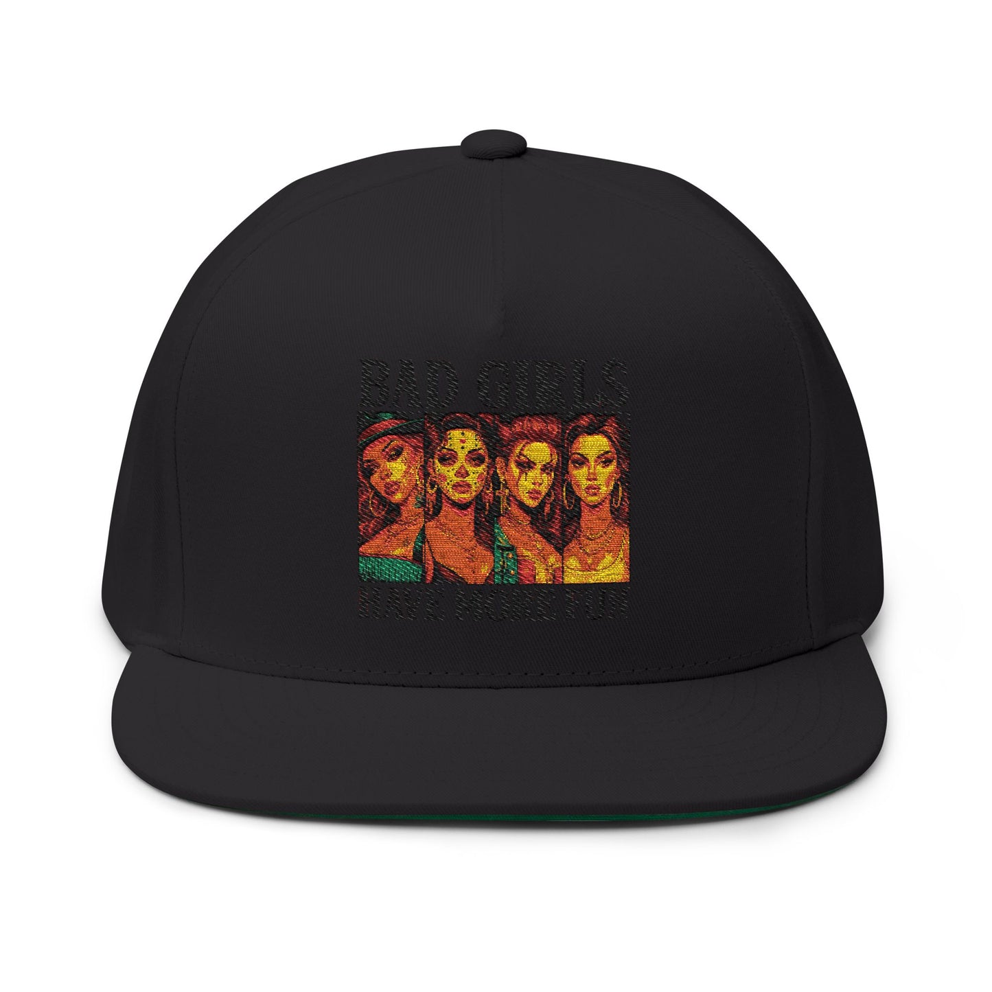 Embroidered Flat Bill Cap - Bad Girls Have More Fun, Trendy Hat, Gift for Her, Streetwear Accessory, Fun Cap