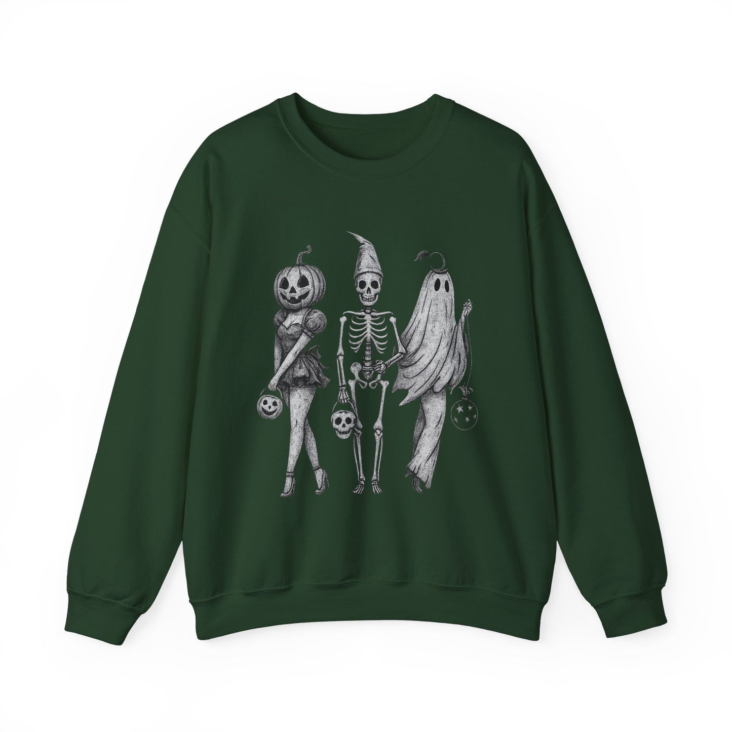 Halloween Sweatshirt with Ghosts and Ghouls Design